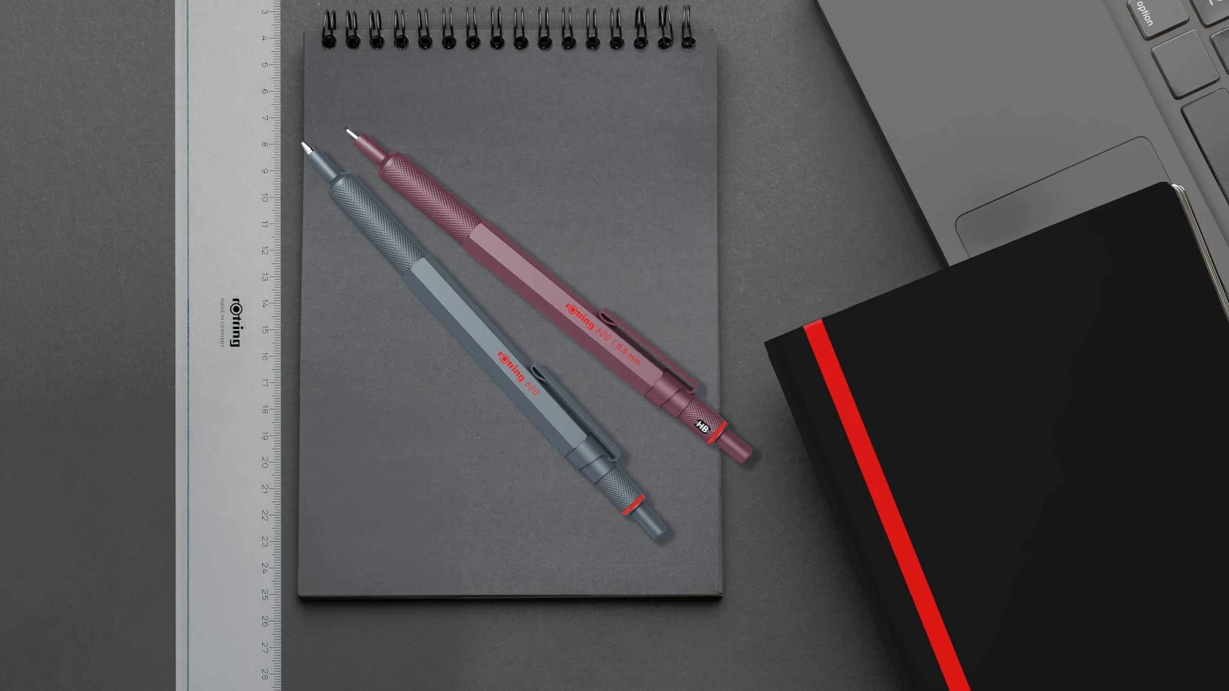 rOtring 600 Długopis | Końcówka Medium | Czarny tusz | Obudowa długopisu w całości wykonana z metalu | Chocolate Truffle | Antypoślizgowy uchwyt radełkowany i sześciokątny korpus | Z wymiennym wkładem