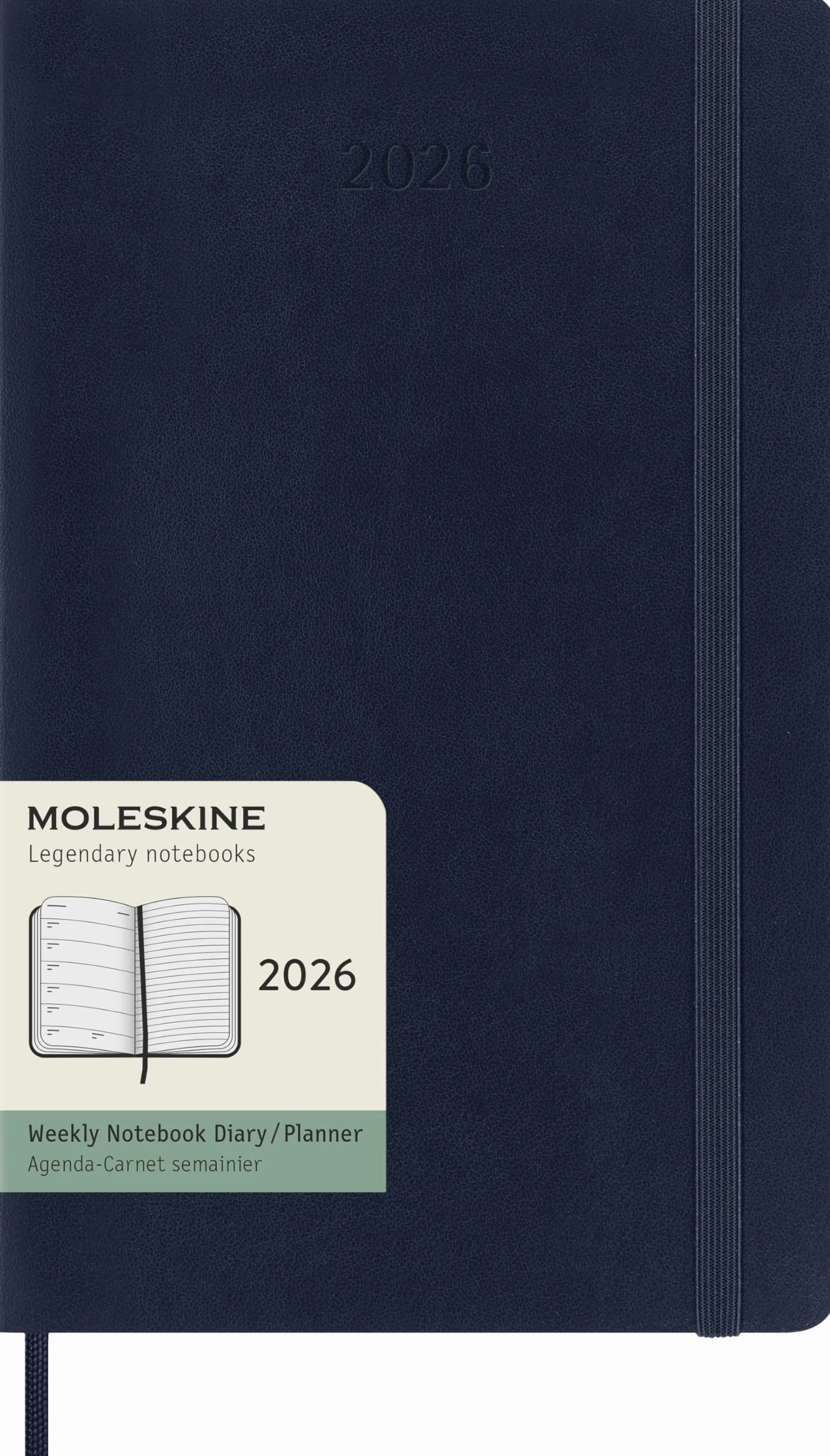 Moleskine 12 Monate Wochen Notizkalender 2026, Large/A5, 1 Wo = 1 Seite, rechts linierte Seite, Weicher Einband, Saphir