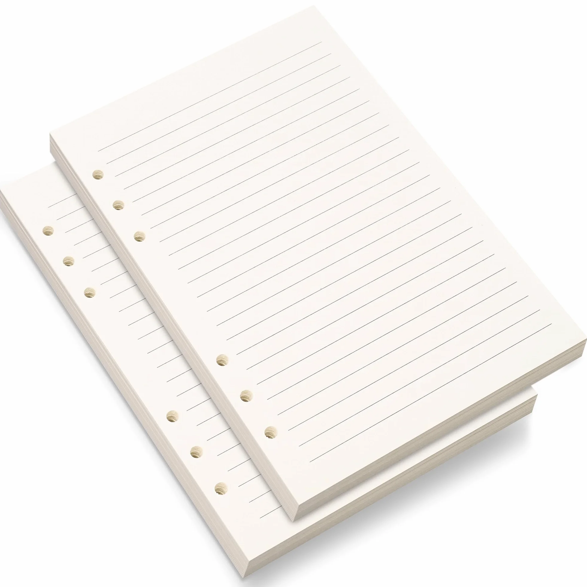 Papier w linie A5, 6-otworowy papier uzupełniający do segregatora A5, luźny liść w linie 8 mm, 80 arkuszy/160 stron, 14 x 20 cm, beżowy (2)