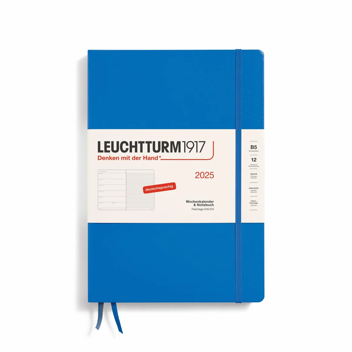 LEUCHTTURM1917 370482 kalendarz tygodniowy i notatnik z kompozycją (B5) 2025, Sky, niemiecki