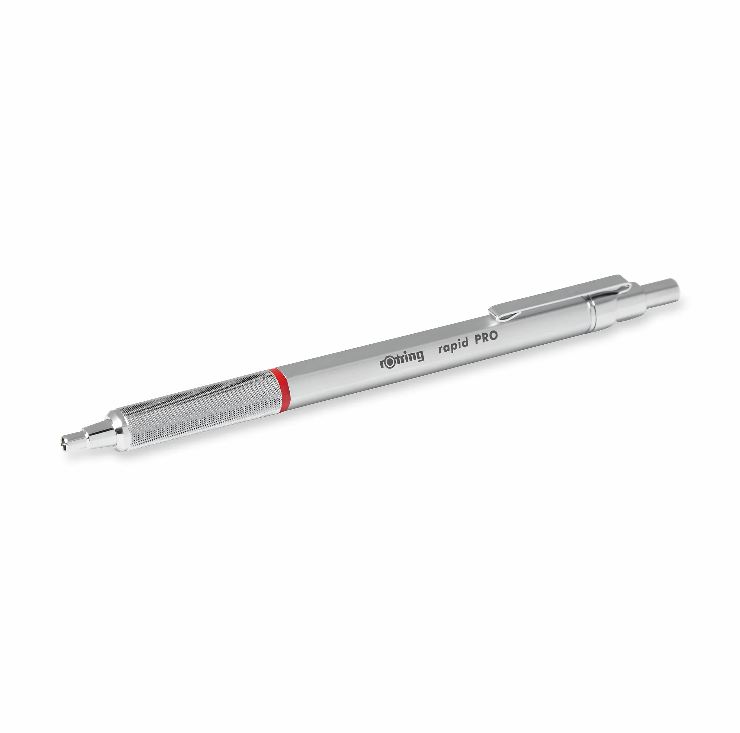 rOtring Rapid Pro wysuwany długopis techniczny do rysowania, średni punkt, niebieski atrament, srebrny, w pełni metalowy korpus