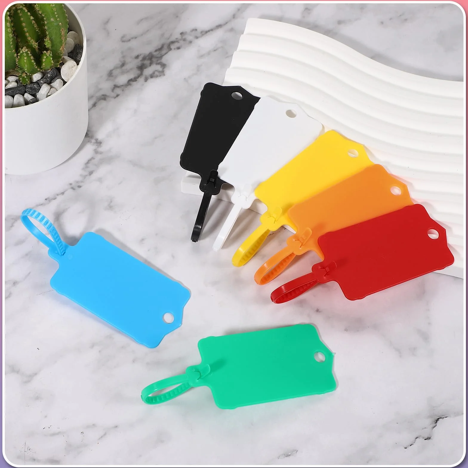 PATIKIL 100 szt. plastikowe etykiety identyfikacyjne wodoodporne 6,3 x 3,7 cm żółte