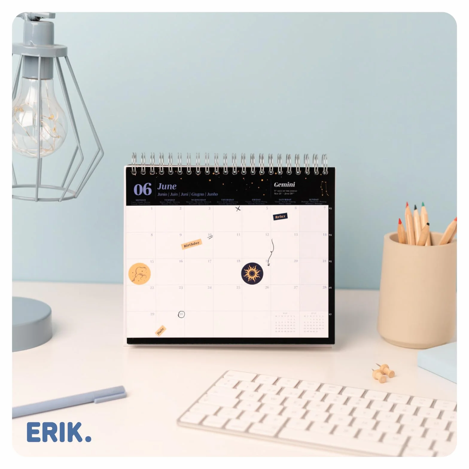 Grupo Erik Desk Calendar 2026 Astral Astrology Monthly Planner