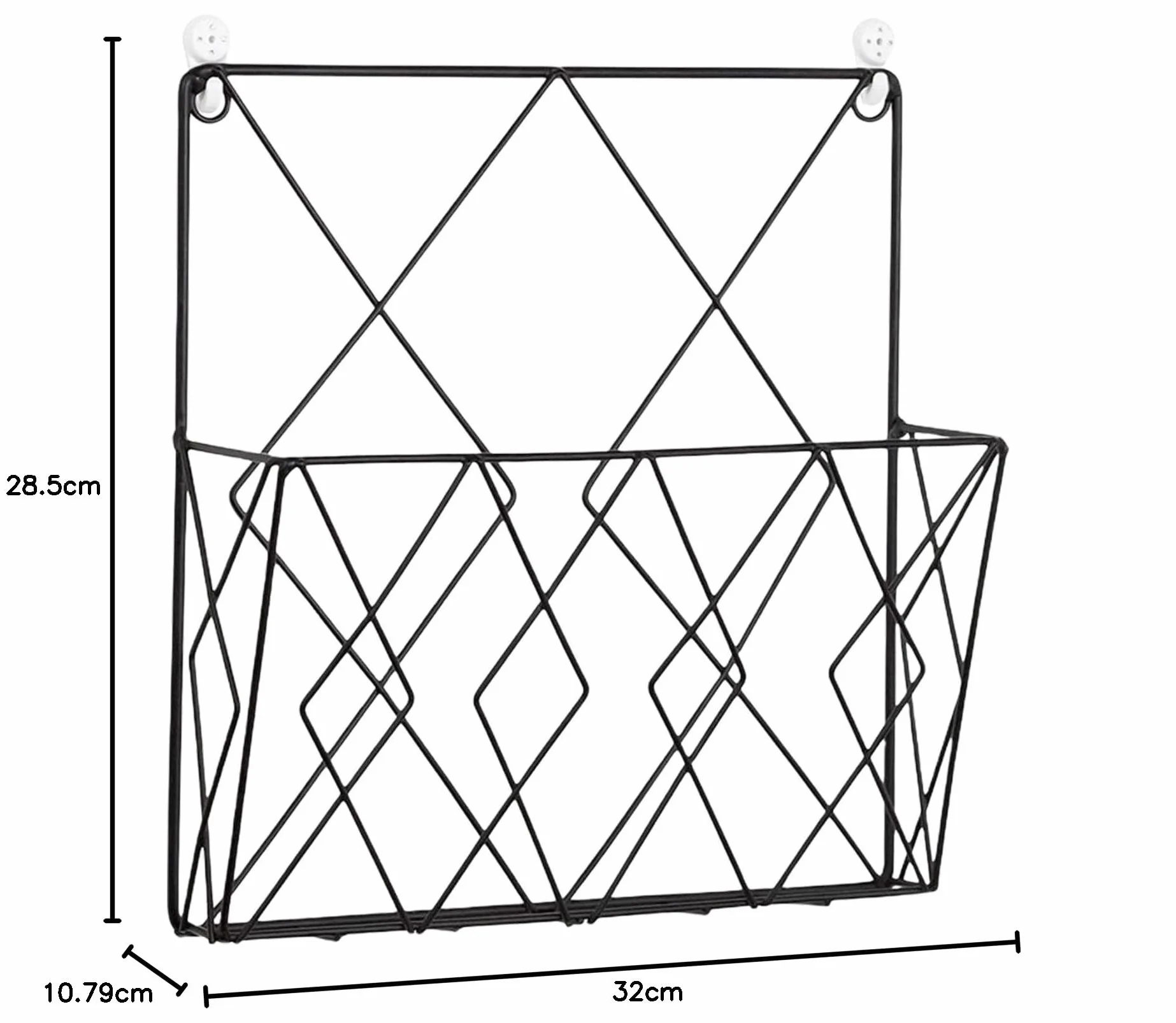 Organizer ścienny metalowy czarny 32x28.5x10.8 cm na dokumenty do biura