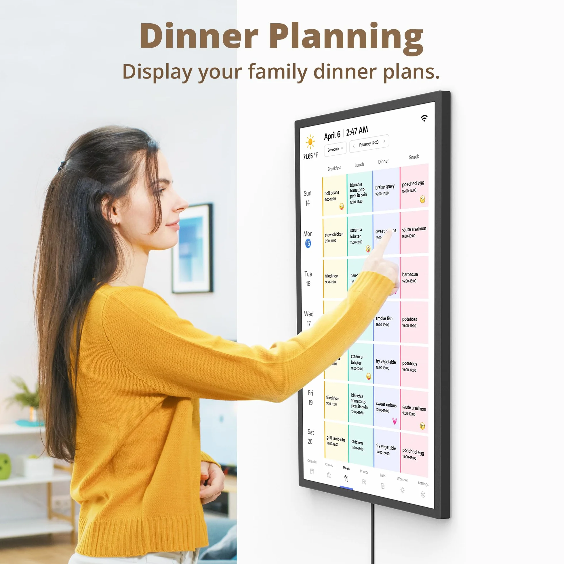 Dragon Touch Kalendarz, 81.3 cm cyfrowy kalendarz 2025, rodzinny planer ścienny, interaktywny ekran dotykowy 1080p Full HD, inteligentny wykres obowiązków i organizacja domu, prezent dla zapracowanych