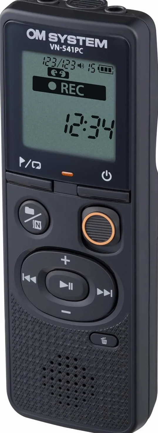 OM SYSTEM VN-541 PC Następca Olympus VN-541 PC Cyfrowy dyktafon z mikrofonem dookólnym, nagrywanie jednym przyciskiem, redukcja szumów i 4 GB pamięci
