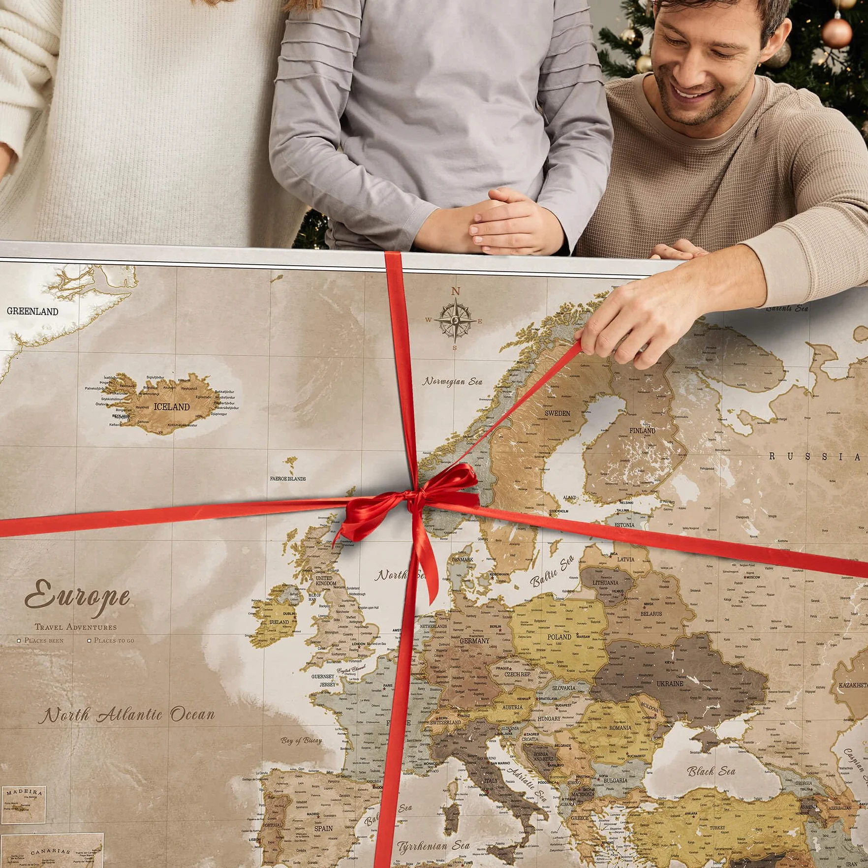 Mapa Europy na płótnie z korkową tablicą do przypięć - Dekoracja ścienna do wszystkich pomieszczeń - Obrazy na płótnie z motywem mapy Europy (120x80 cm, Wzór 11)