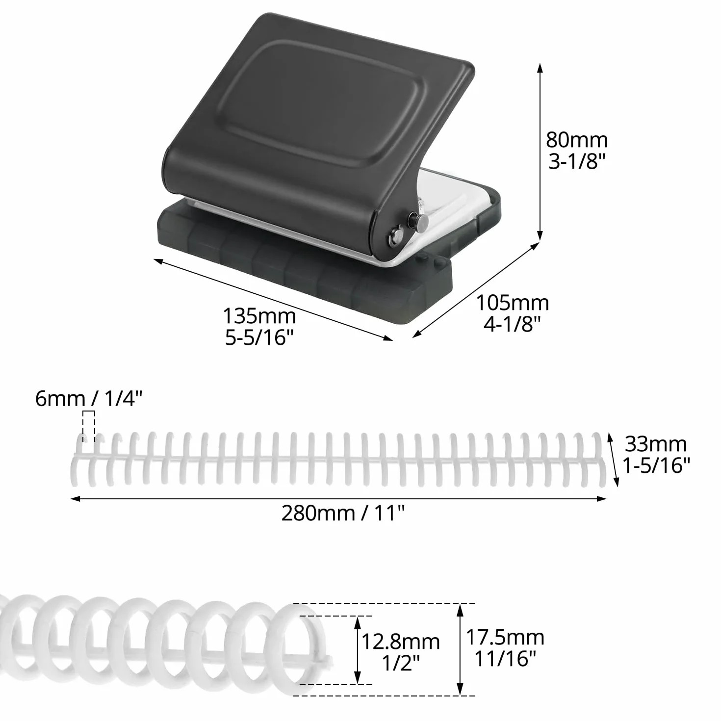QWORK® Podnośnik do kalendarzy z 10 otworami pasuje do papieru A4/B5/A5, zawierający 10 kolorowych pierścieni do segregatora (30 otworów)
