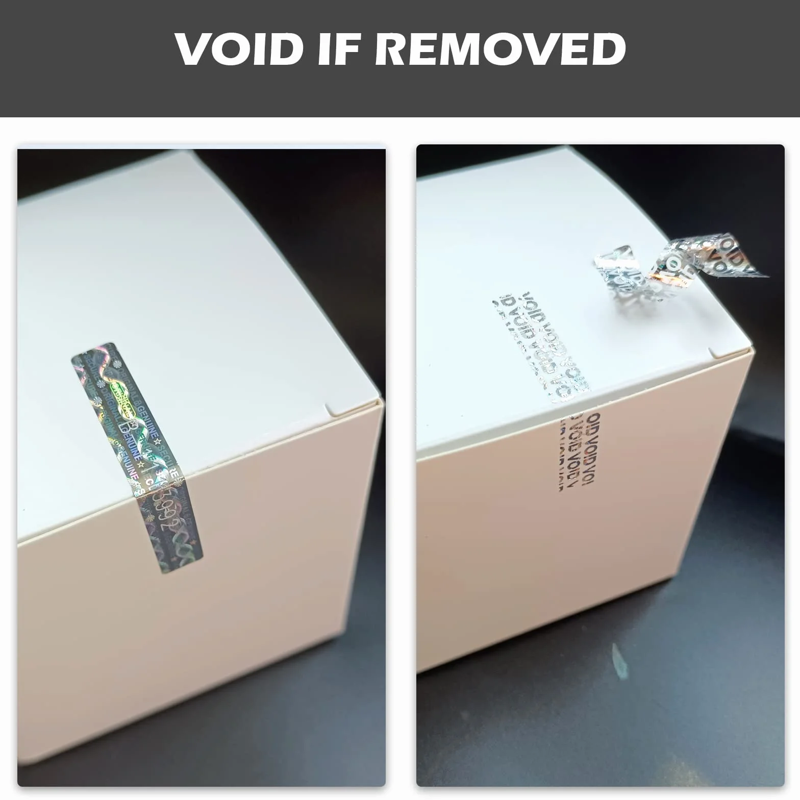 200 sztuk naklejek zabezpieczających przed manipulacją, pieczątka gwarancyjna z numerem seryjnym, naklejki hologramowe, 50 x 7,5 mm (srebrne)