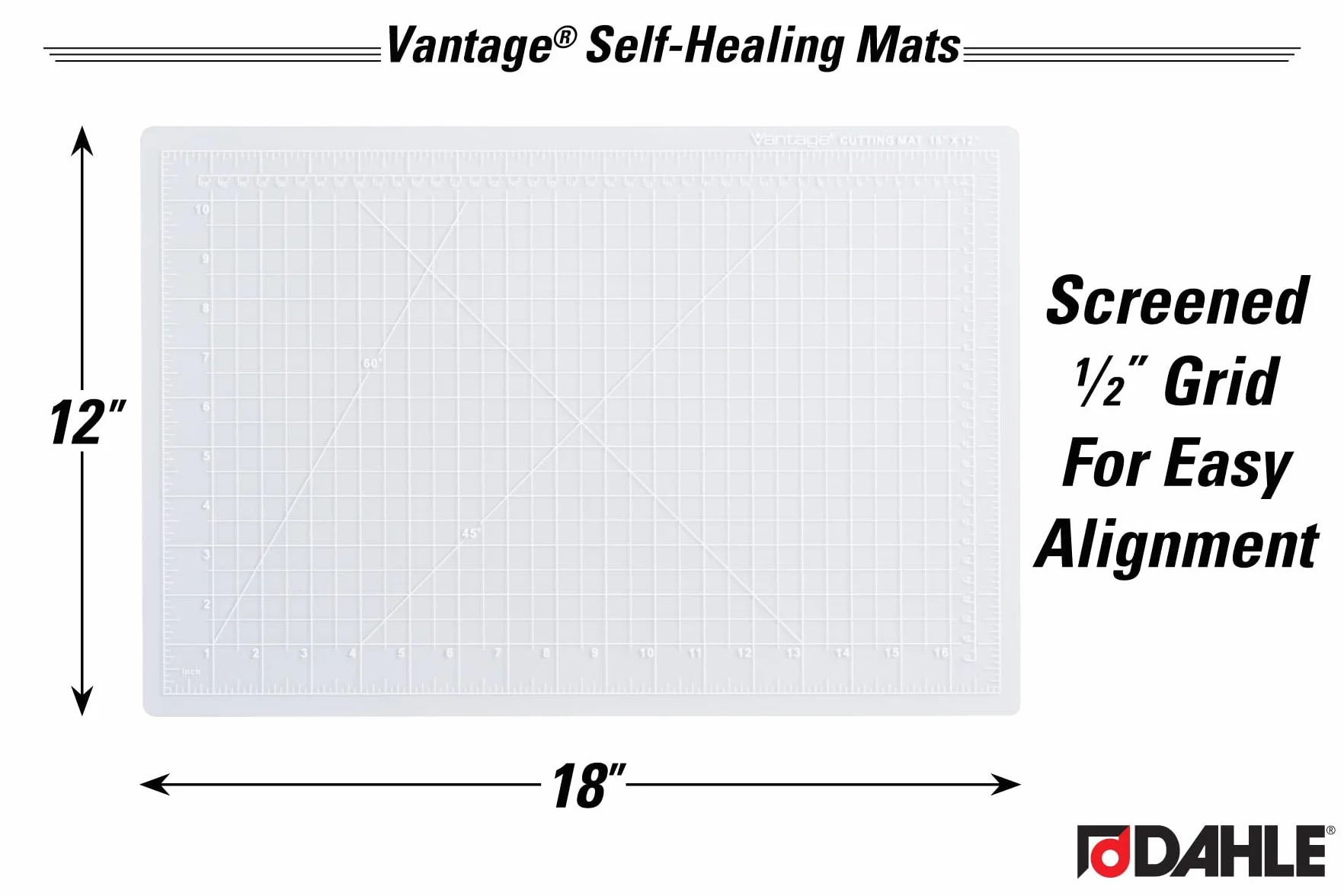 Dahle Vantage 10681 przezroczysta samoregenerująca się mata do cięcia 30 x 45 cm siatka 1/5.1 cm 5 warstw