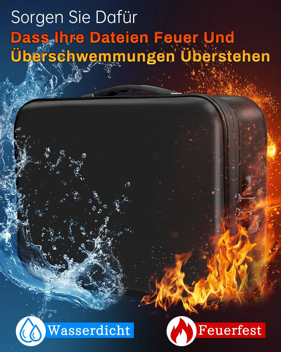Ognioodporne pudełko na dokumenty – organizer na dokumenty z zamkiem szyfrowym i 13 przegródkami, przenośny, wodoszczelny, ognioodporna torba na dokumenty A4, certyfikaty, laptop i paszporty