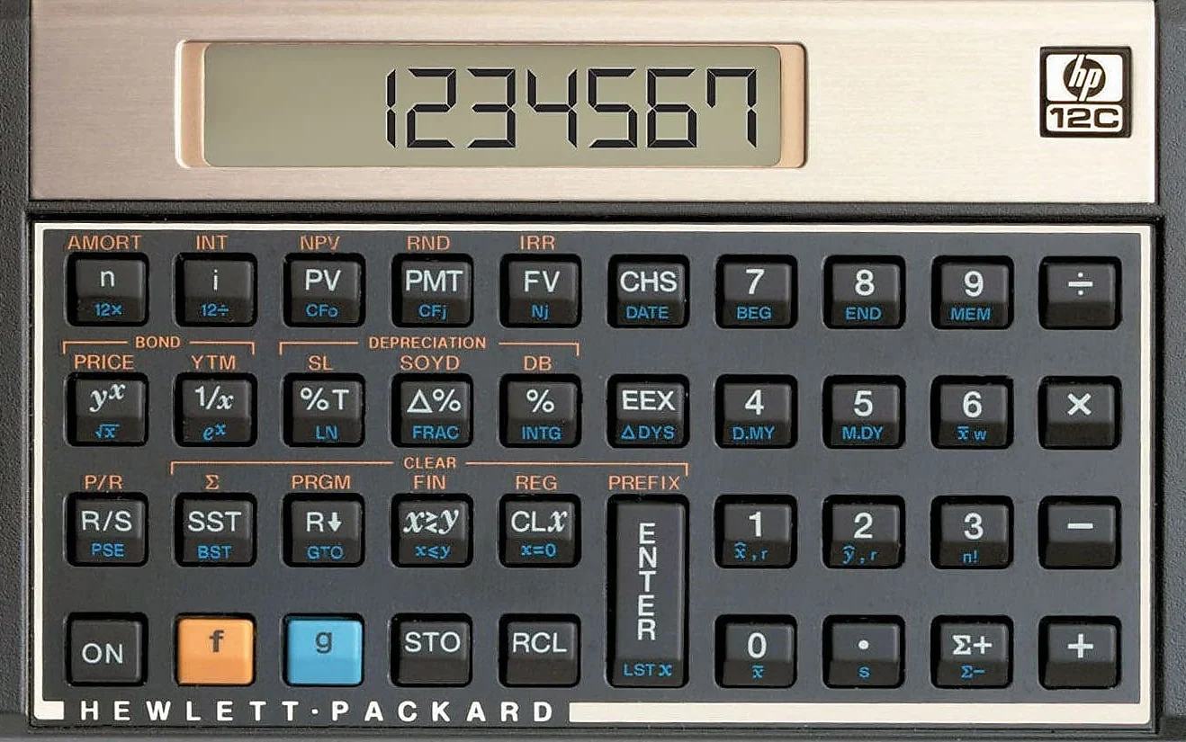 Hewlett Packard HP12C matematyczny kalkulator finansowy, zasilany bateryjnie, 10-cyfrowy z 120 funkcjami