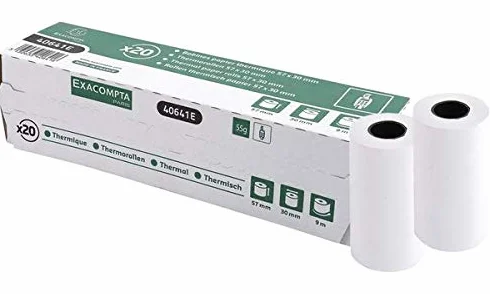 Exacompta zestaw 10 rolek termicznych 57mm x 18m 12mm rdzeń 55 g/m² bez BPA