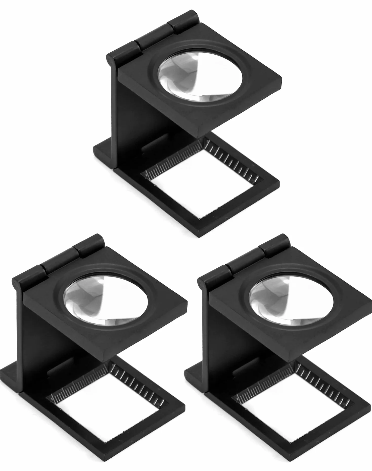 QWORK® 3 kawałki Mini składana lupa, lupa 10X z linijką, licznik nici metalowej do lutowania, szycia, czytania, tekstyliów