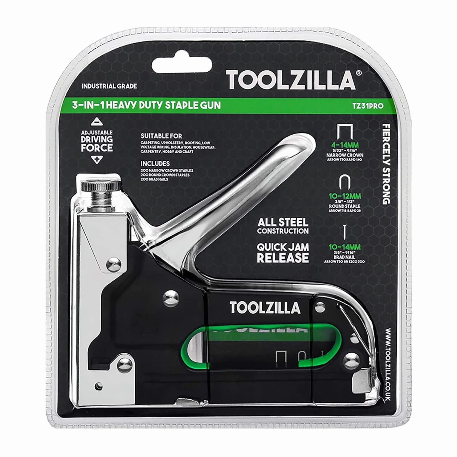 TOOLZILLA Zszywacz - zszywacz do gwoździ - profesjonalny zszywacz ręczny 3 w 1 i różne punkty..
