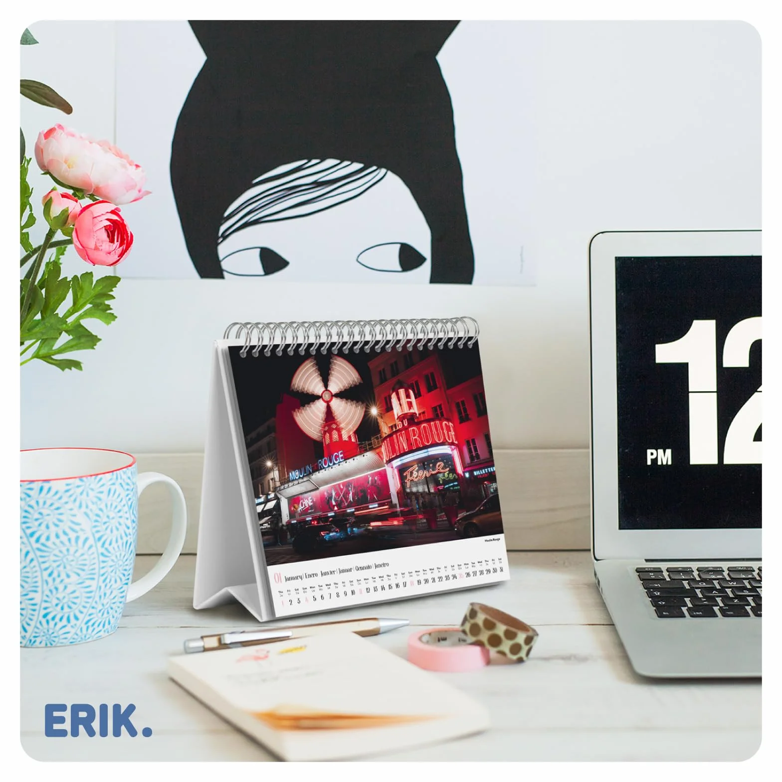 Grupo Erik Desk Calendar 2026 - Paris Calendar 2026 Month To View | Monthly Desk Planner, Desktop Gifts Under 10 Pounds | Travel Gifts For Friends