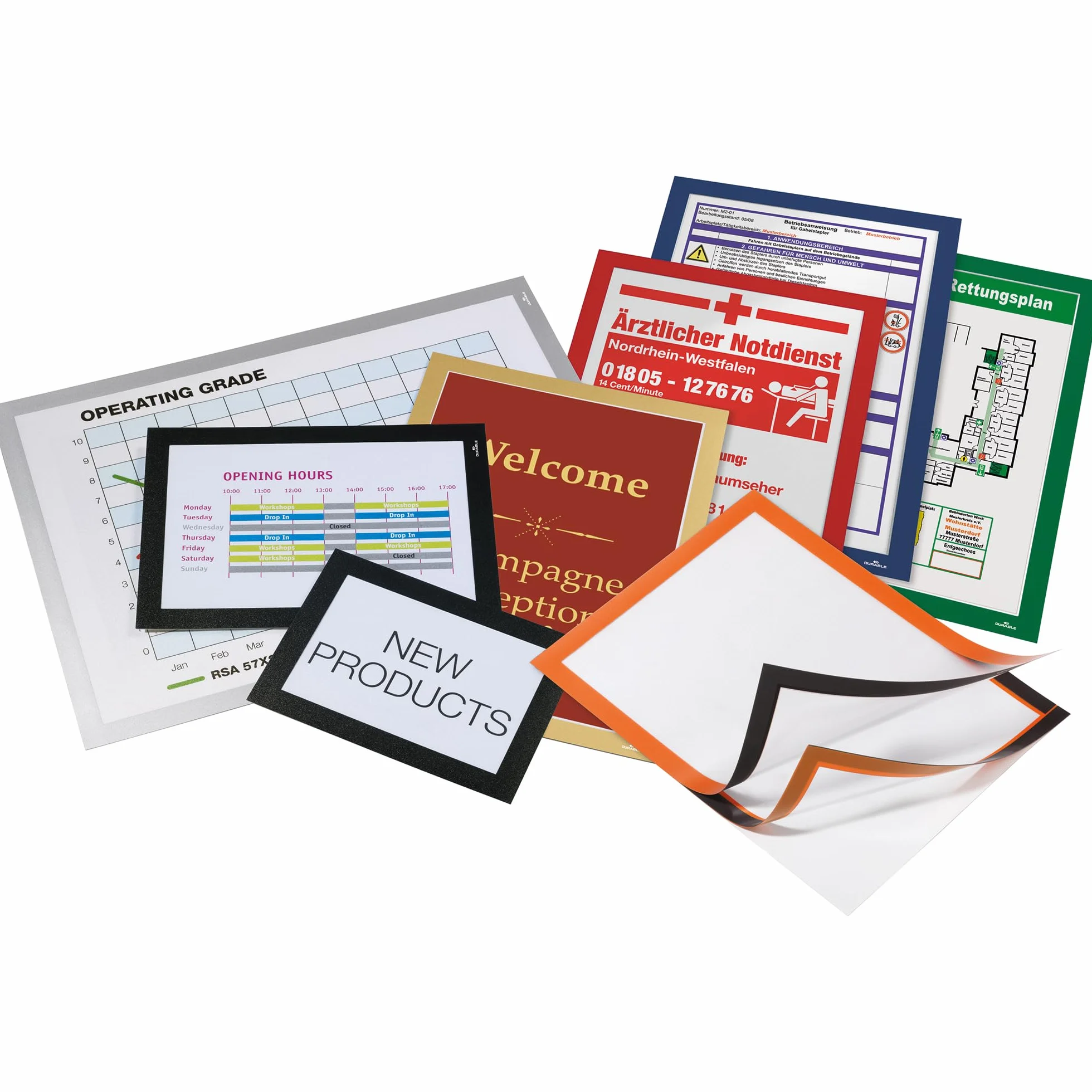 Durable 487323 Ramka informacyjna Duraframe (A3, samoprzylepna z magnetycznym zamknięciem) 2 sztuki, kolor srebrny