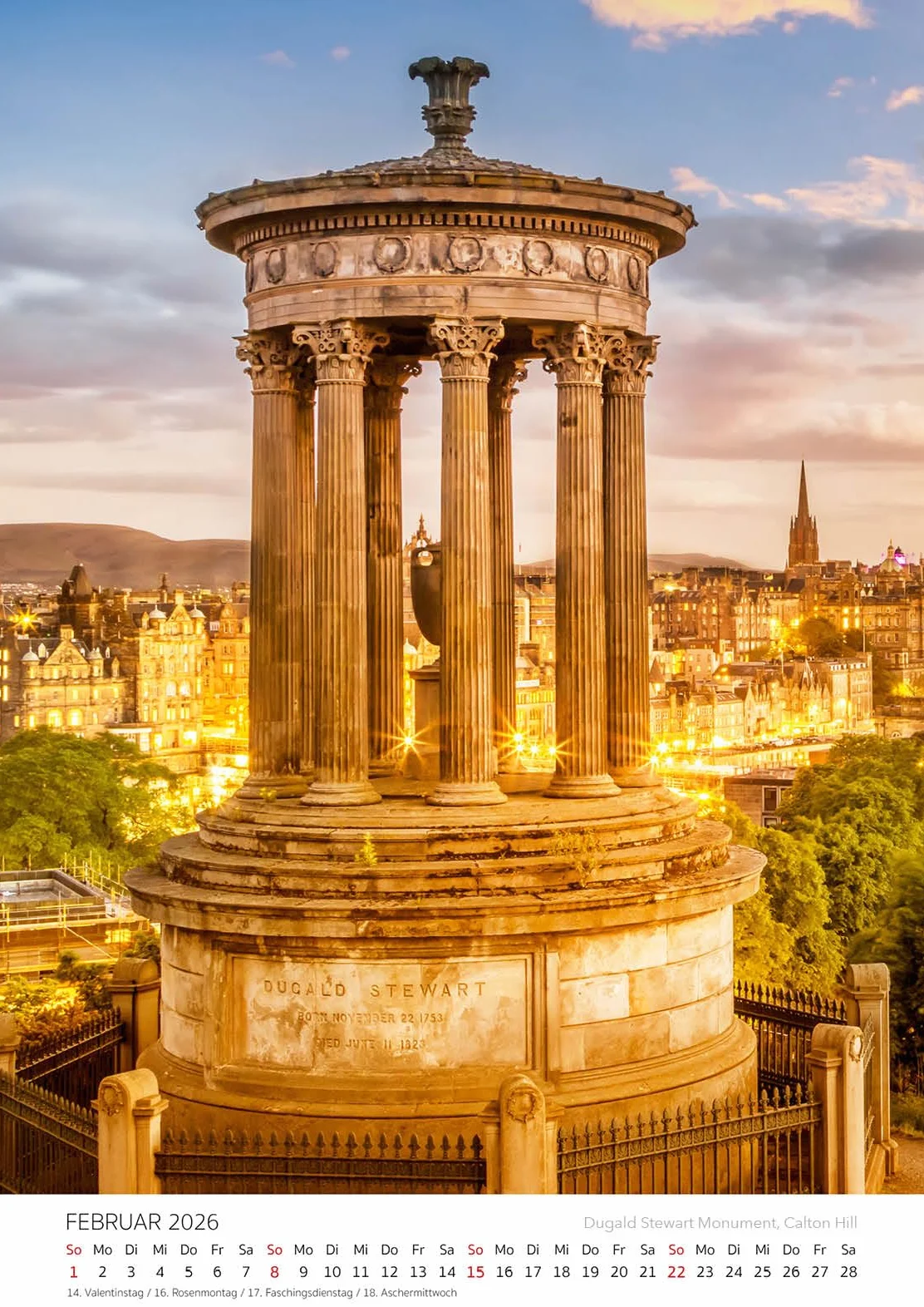 Edition Seidel Kalendarz Edinburgh 2026 DIN A3 Kalendarz Ścienny Wielka Brytania Szkocja Calton Hill Zamek Edynburski