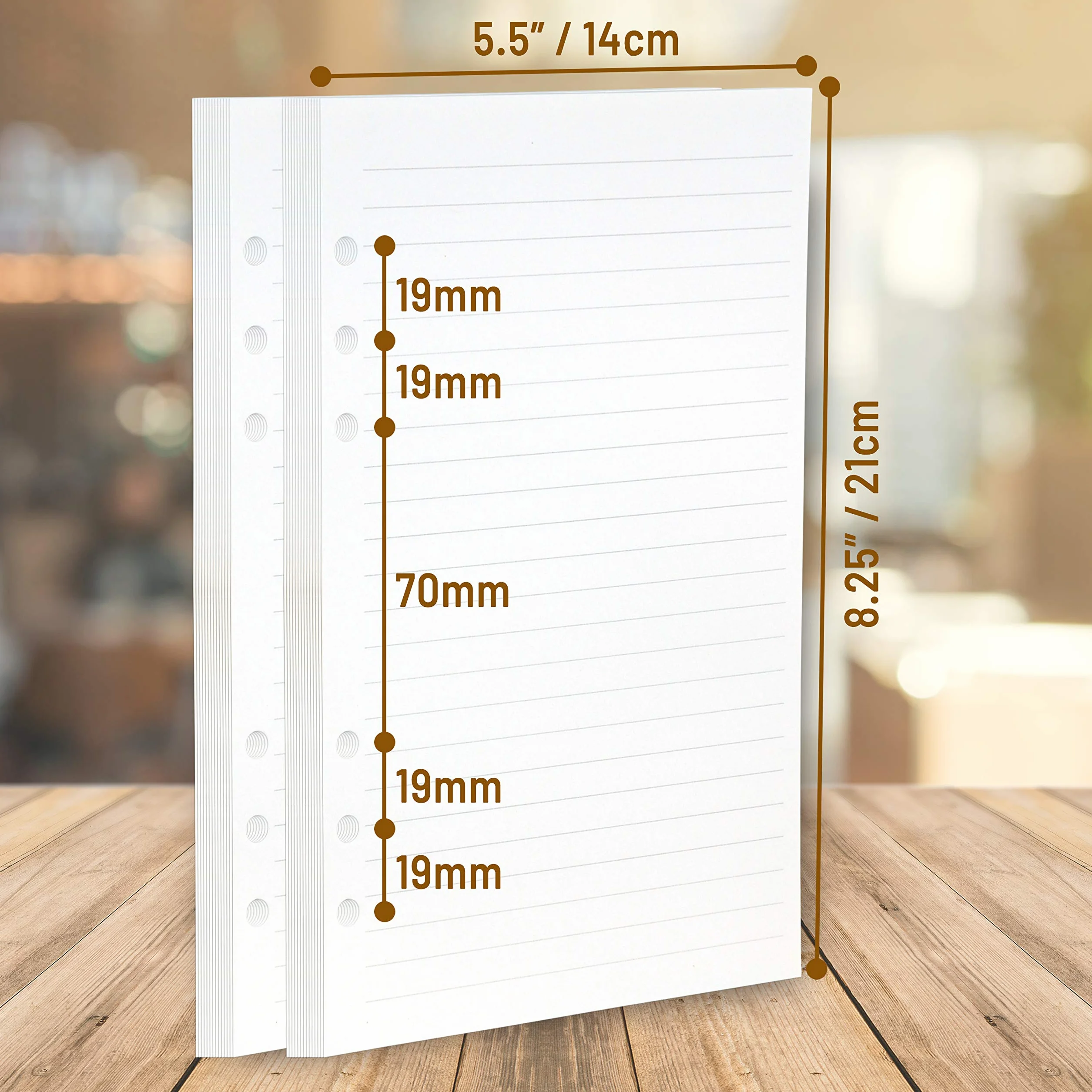 Wkładki Do Planowania Segregatorów A5 6-21X14,2 Cm - Gruby Kremowy 120 Luźnych Wkładów W Kropki, Papier A5 Kompatybilny Z Filofax, 6 Otworów, 100 Arkuszy, 200 Stron Z Siatką