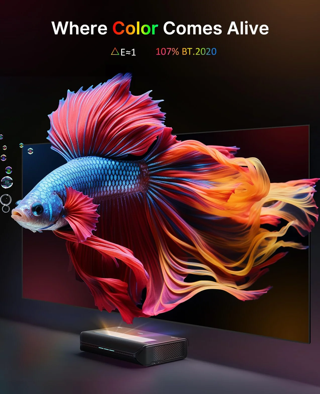 NexiGo Aurora Pro MKII, Projektor UST z laserem trójkolorowym 4K, Kontrast 30000:1, Dynamiczna Przysłona i Przyciemnianie Lasera, Współczynnik rzutu 0,21:1, Dolby Vision i Atmos, HDR10+, 3D