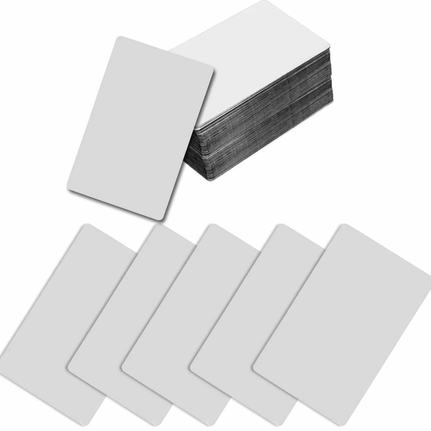 MaeshSab Wizytówki, 100 szt., srebrne, aluminiowe, wizytówki do grawerowania laserowego, metaliczna wizytówka biznesowa, wizytówka DIY, 8,6 x 5,3 cm