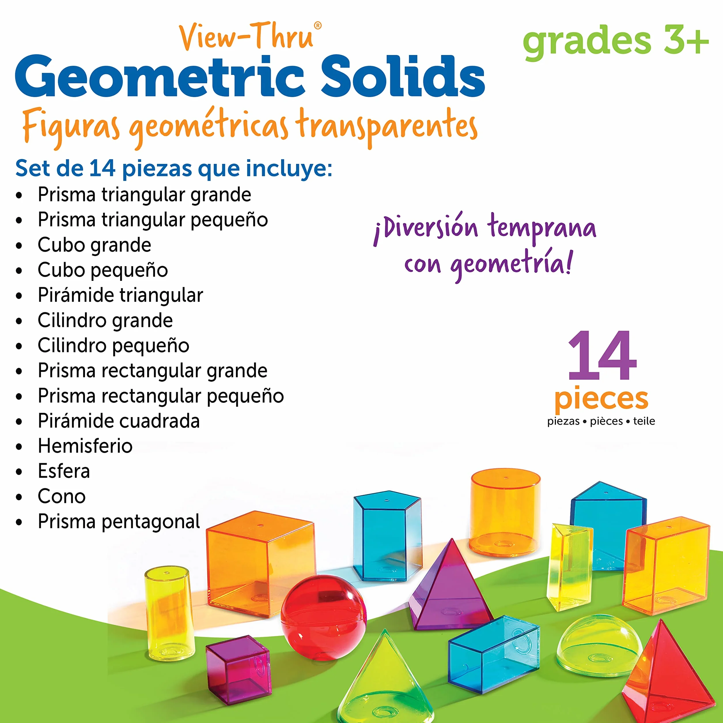 Learning Resources View-Thru Kolorowy Geometryczny Ksztalty 14-Kawałek Zestaw