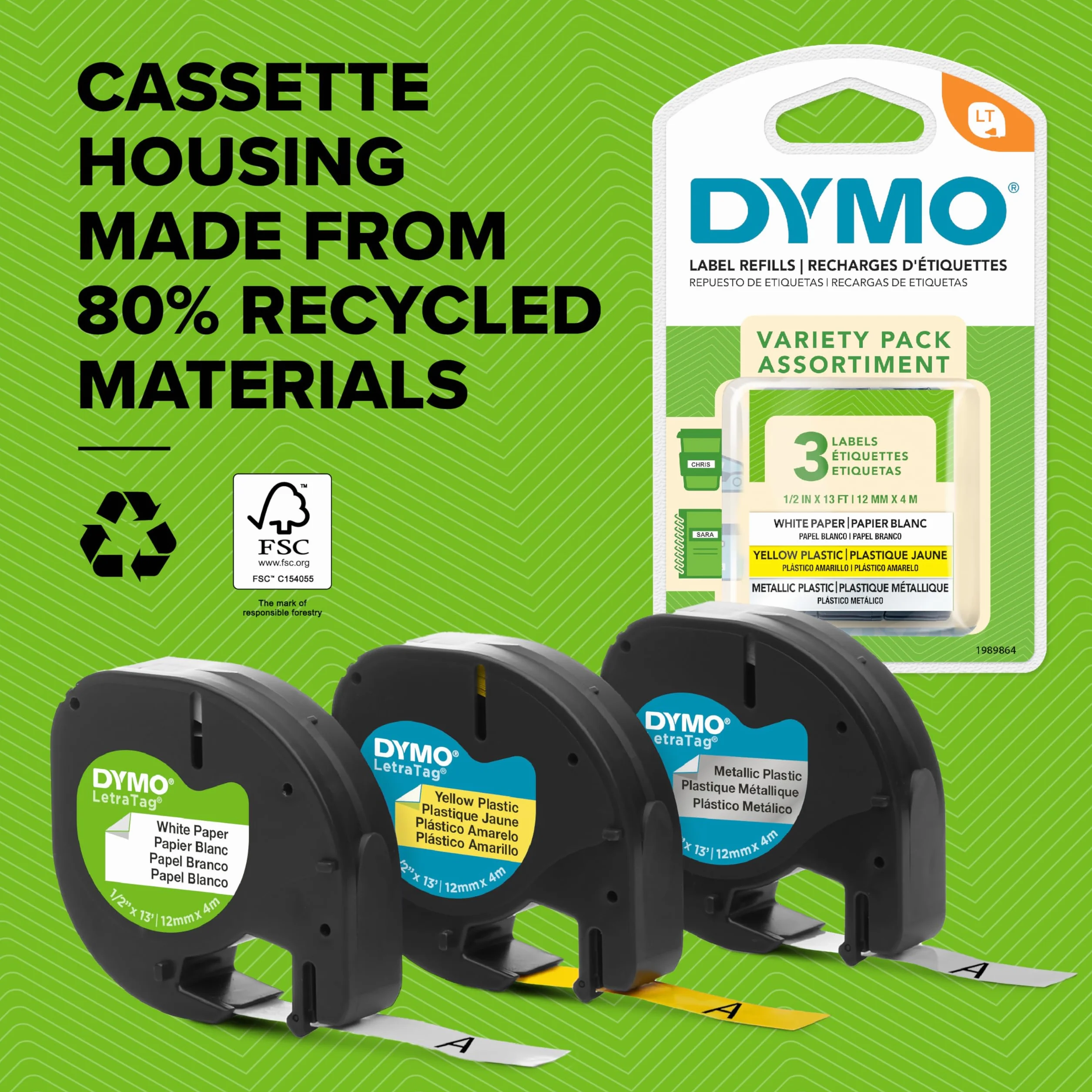 Oryginalne etykiety plastikowe DYMO LetraTag | Rolka 12 mm x 4 m | Czarny nadruk na niebieskich etykietach | Samoprzylepne etykiety uniwersalne do etykieciarek LetraTag