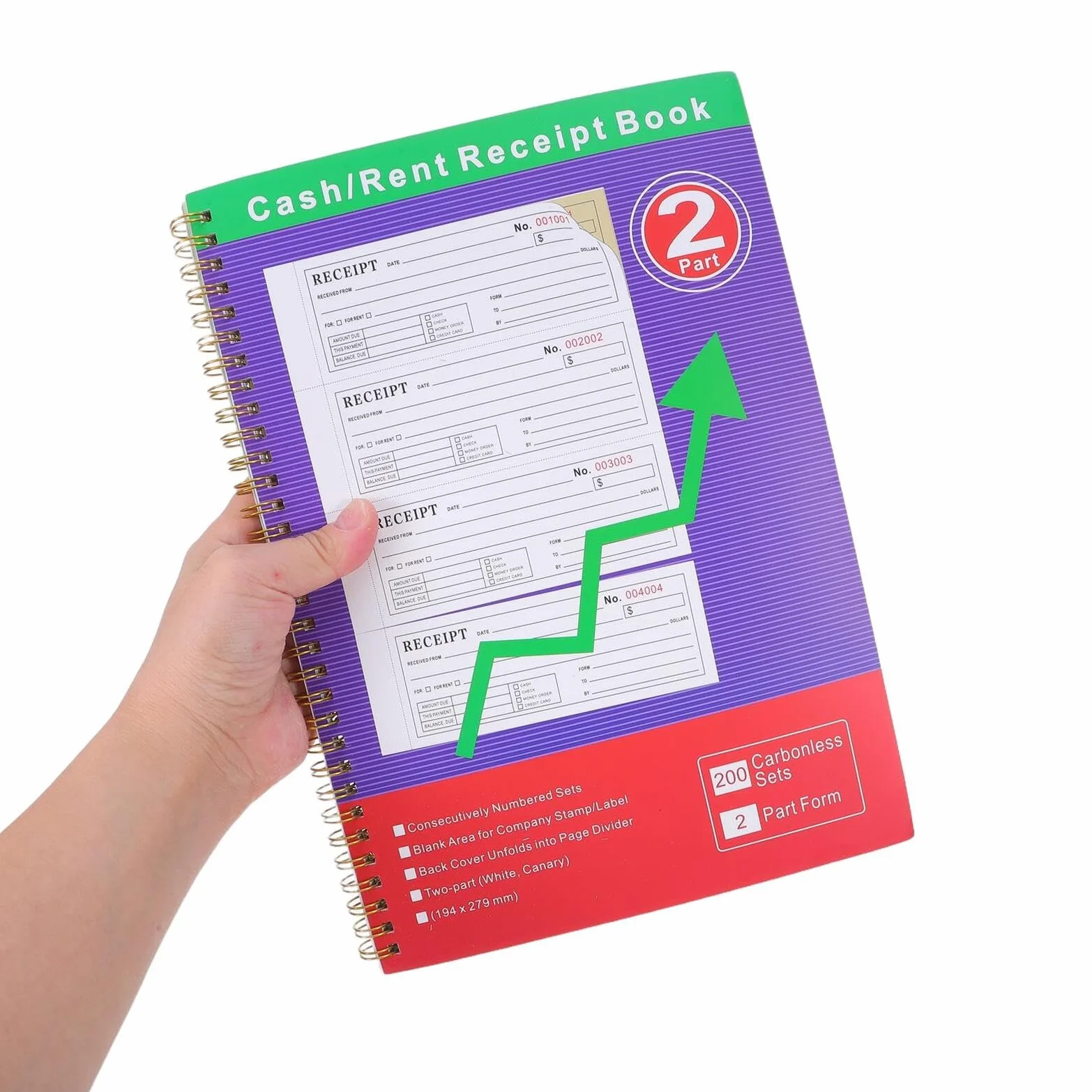 200 Zestawów Professional Two-part Cash Rent Receipt Book for Small Business Portable Invoice Receipt Organizer for Order Management And Expense Tracking
