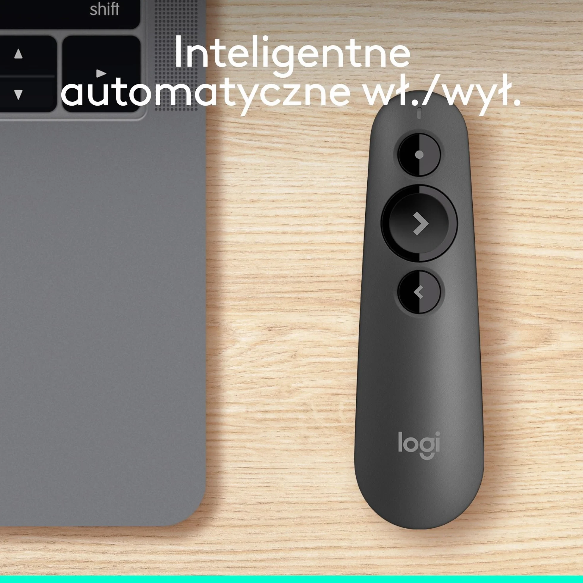 Logitech R500s Laserowy wskaźnik/Pilot do prezentacji (Klasa 1) – Bluetooth i USB; uniwersalna kompatybilność, inteligentna bateria: 12 miesięcy użytkowania -Ciemno szary