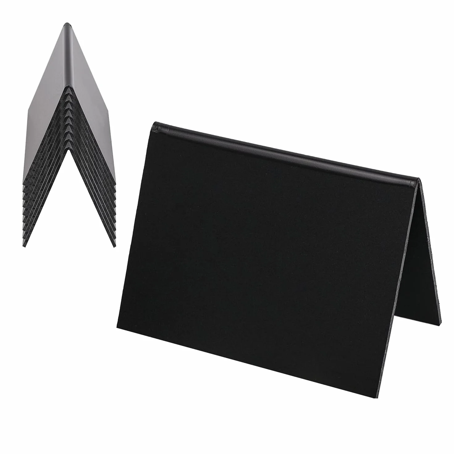 HMF 46413 Stojak stołowy do pisania kredą, 10 sztuk, stojak A, 10 x 7 cm, czarny