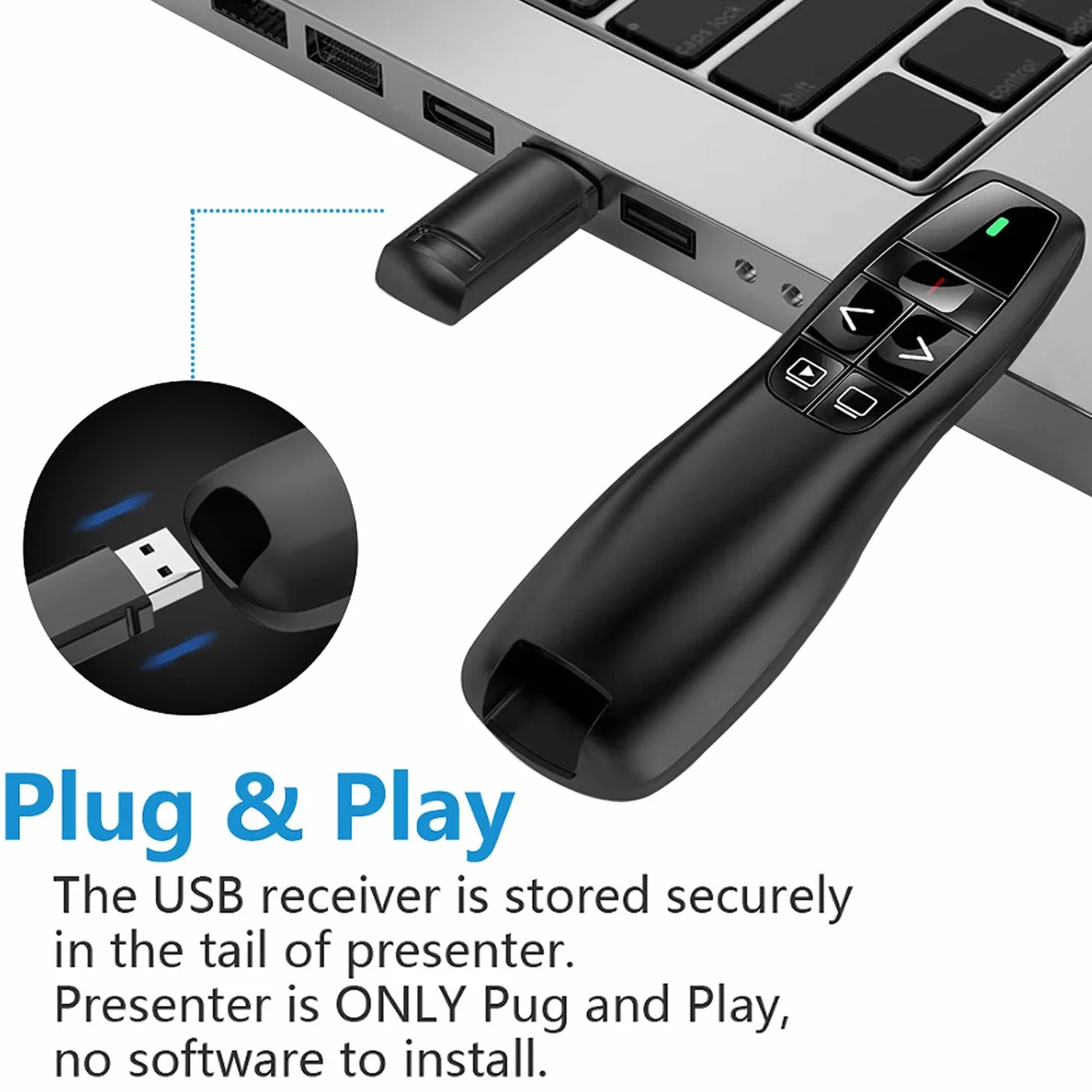 VOVIGGOL USB/typ C 2 w 1 bezprzewodowy prezenter Clicker do prezentacji PowerPoint, 2,4 GHz PPT PowerPoint Clicker prezentacja wskaźnik slajdów Advancer do komputera Mac laptopa