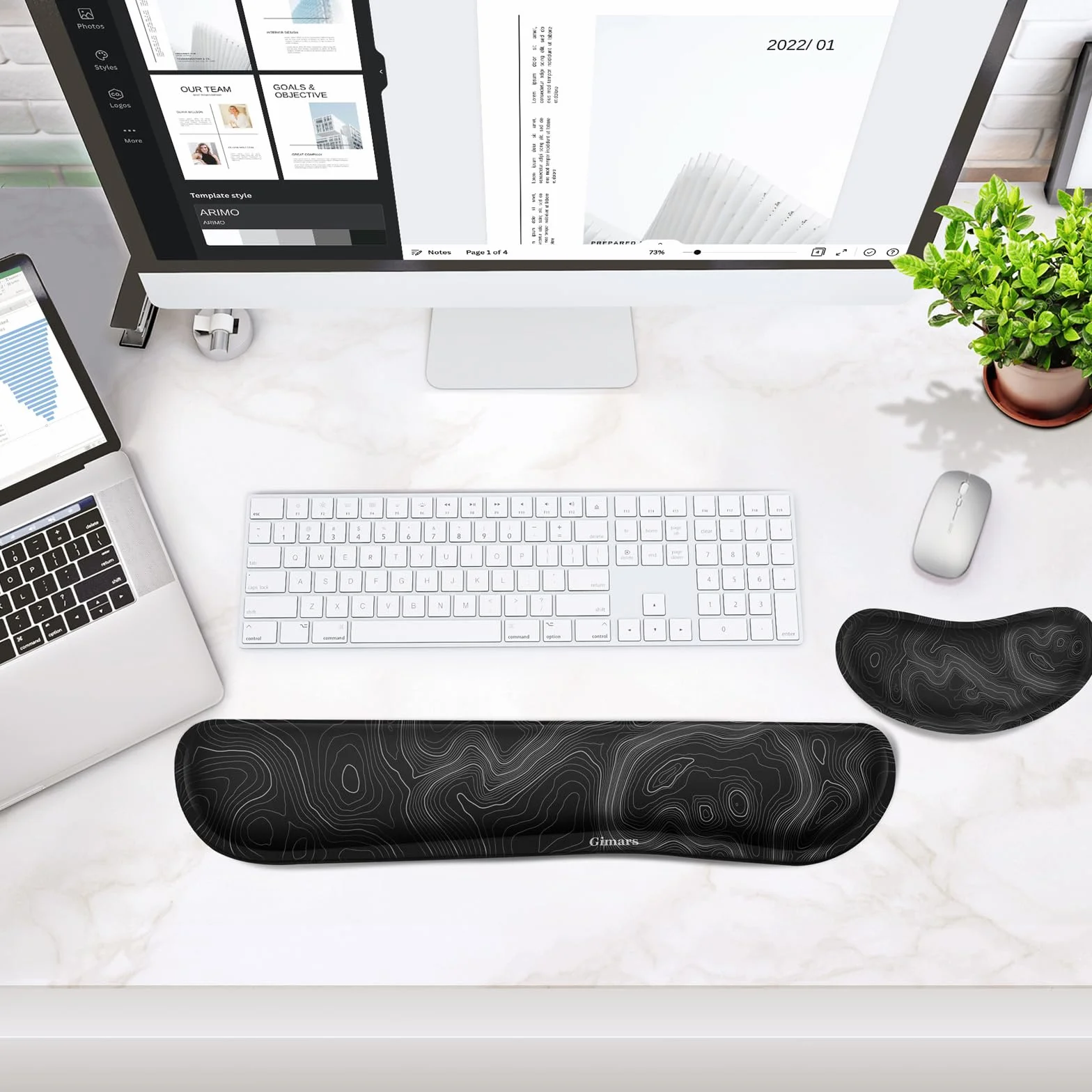Gimars Ergonomiczna Żelowa Podkładka pod Nadgarstek do Klawiatury i Myszy, Pianka z Pamięcią Kształtu