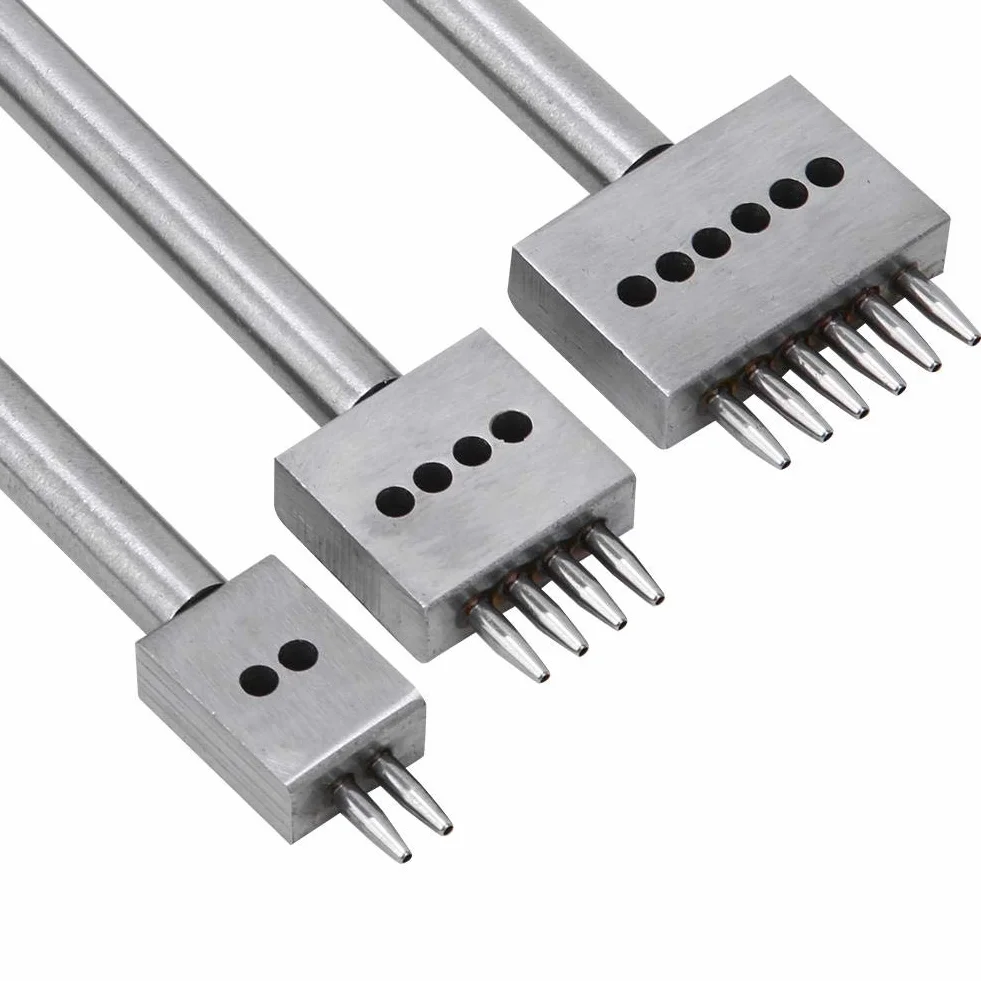 MAGT Dziurkacz do skóry Stal narzędziowa 4mm 2/4/6 zębów Dłuto zębate 3szt