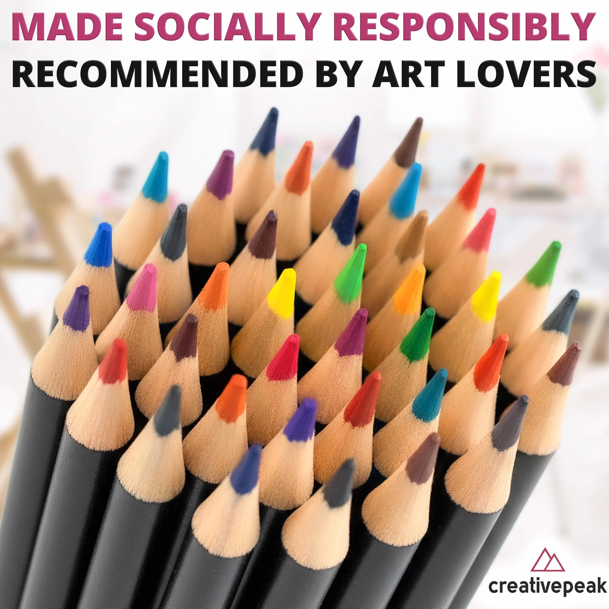 CreativePeak Professional Colouring Pencils - 72 Vibrant Colours + Colour Testing Card + Zip-Up Travel Case - Quality Art Supplies Featuring Soft Wax Cores