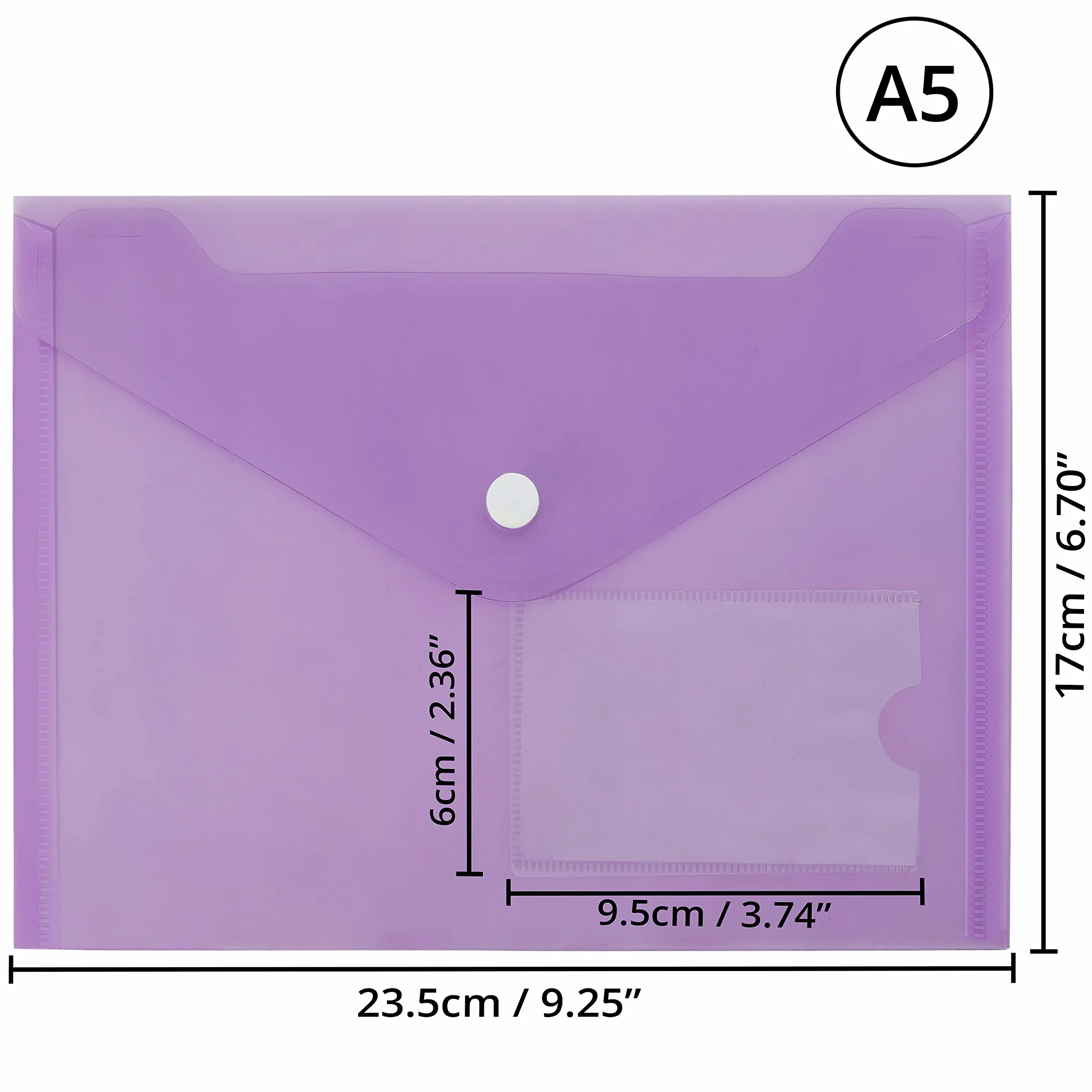 Belle Vous Zestaw 24 kolorowych plastikowych pudełek na dokumenty w formacie A5, z zapięciem na zatrzask i etui na karty, etui do przechowywania domu, biura i szkoły, plastikowa torba A5 na dokumenty