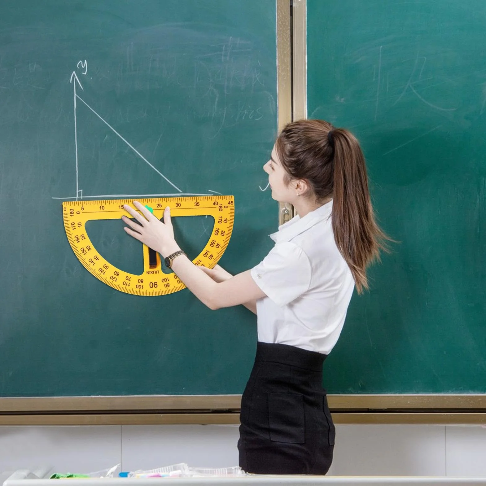 Large Teaching Protractor, Digital Design Math Compass, Big Multifunctional Protractor for Classroom