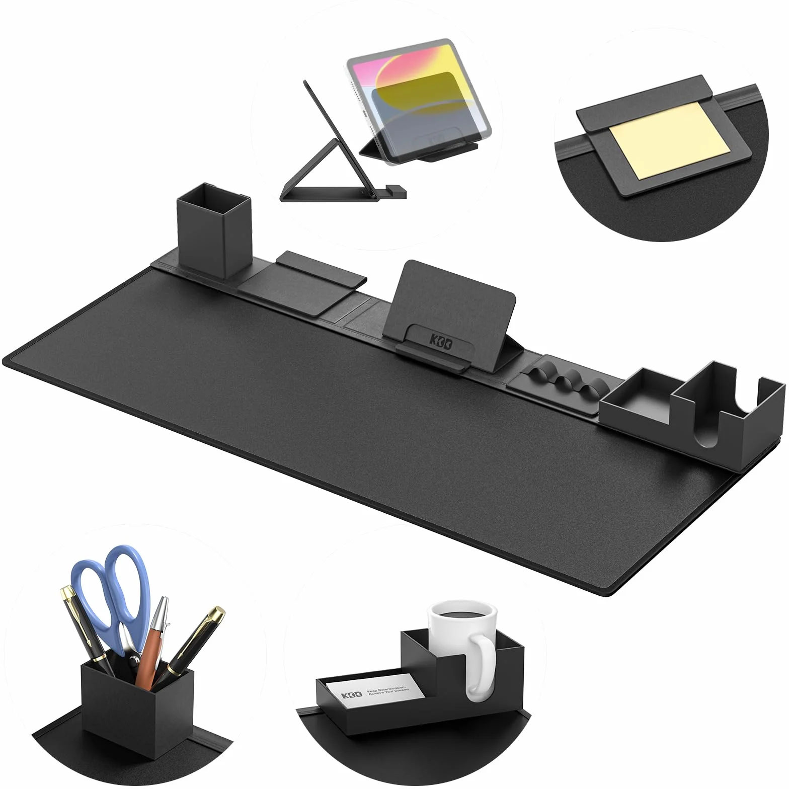 KDD Podkładka na Biurko i Organizer, 6 w 1 Podkładka pod Mysz z Magnetycznym Schowkiem na Biurko Akcesoria Diy na Telefon i Stojak na Tablet/Pojemnik na Kubek/Pojemnik na Karty/Pojemnik na Długopisy