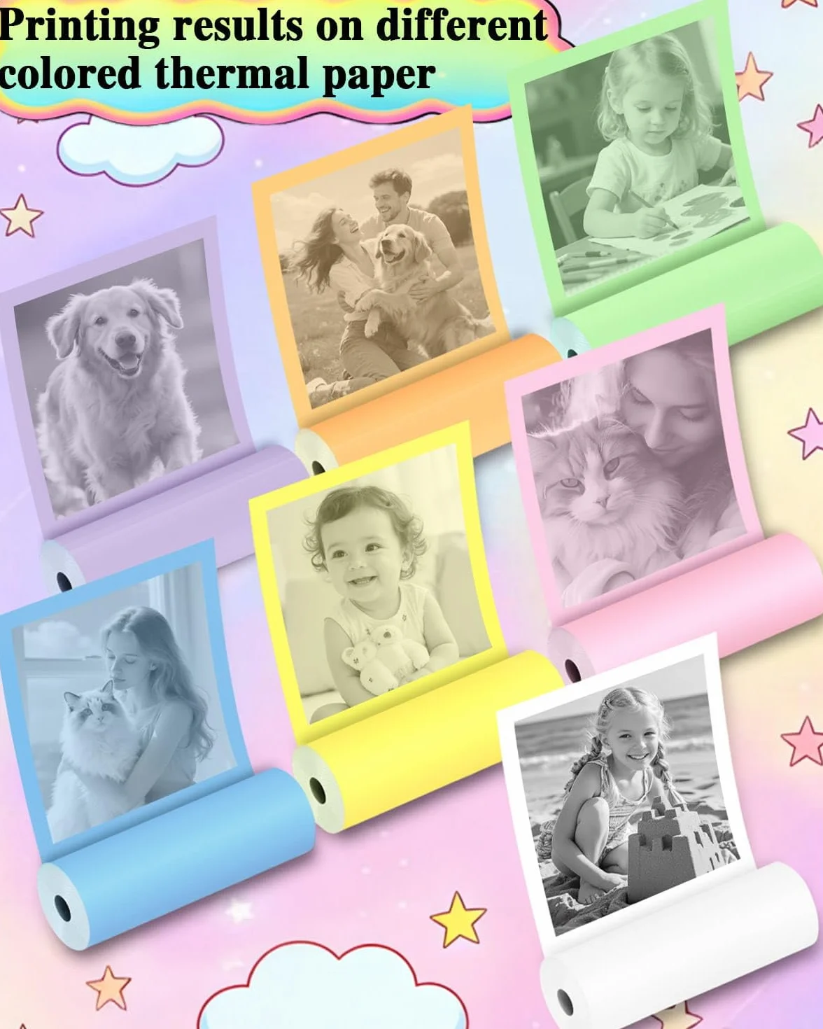 20 rolek natychmiastowego wkładu do aparatu fotograficznego, wkład papieru HD Kidizoom do aparatu fotograficznego dla większości dzieci, aparat natychmiastowy, bez BPA, 2,5 cm x 5,7 cm