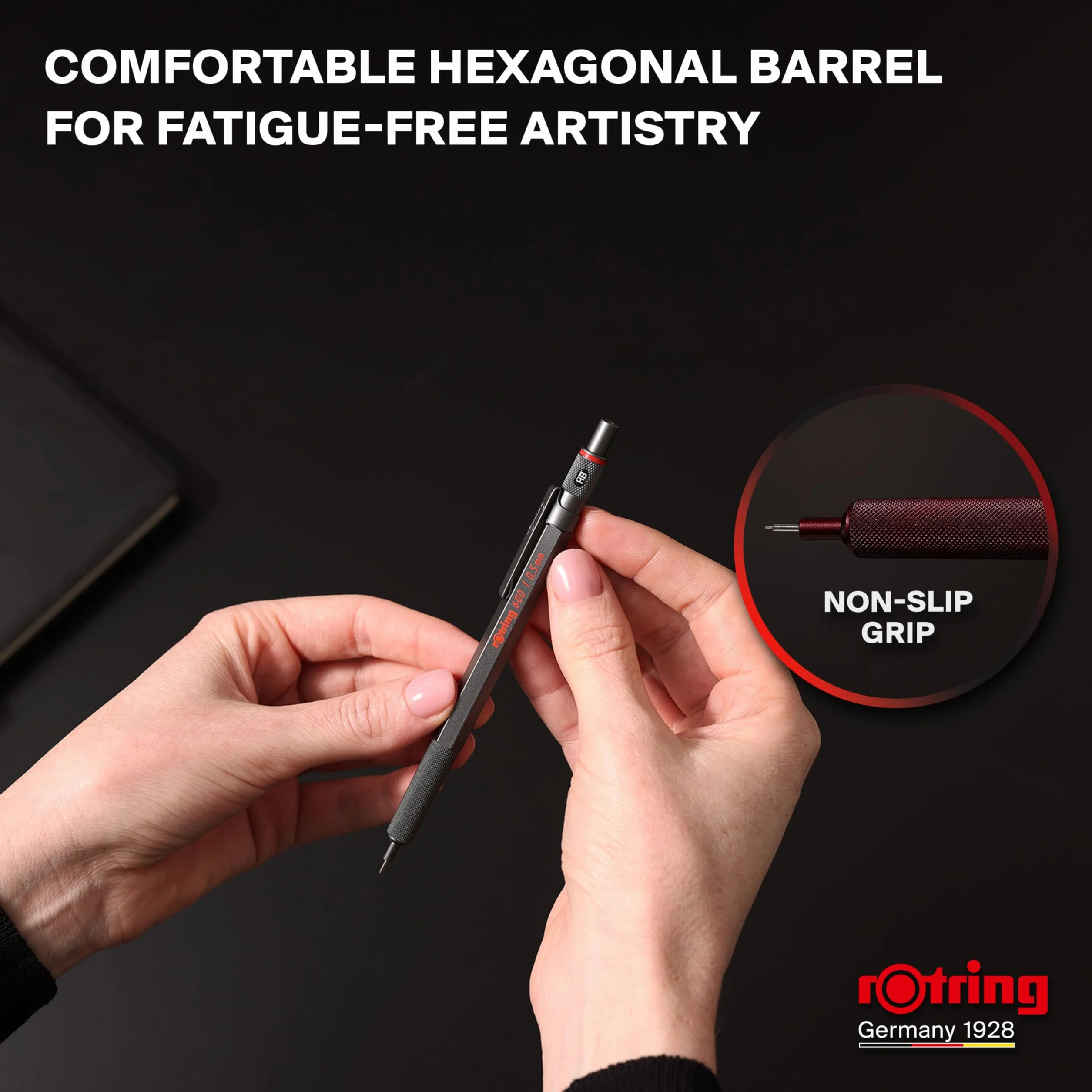 rOtring 600 Ołówek automatyczny | Grafit HB, 0,5 mm | Ołówek w całkowicie metalowej obudowie z wysuwanym wkładem grafitowym | Chocolate Truffle | Antypoślizgowy uchwyt i sześciokątny korpus