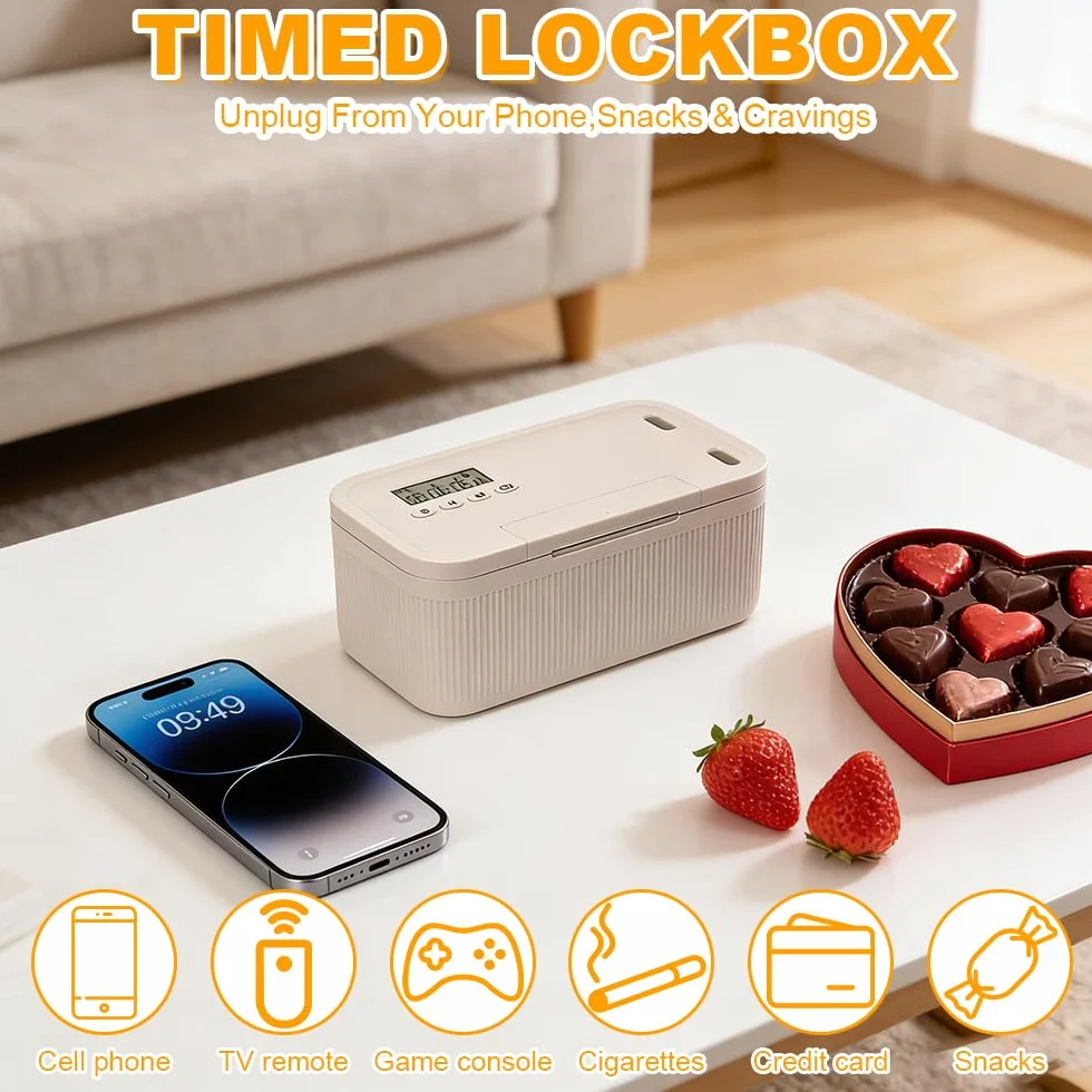 Pudełko z zamkiem czasowym, sejf na telefon komórkowy z zamkiem czasowym, pudełko z zamkiem czasowym, więzienie na telefon komórkowy z timerem, 23,9 x 13,1 x 9,6 cm, zamykane pudełko do