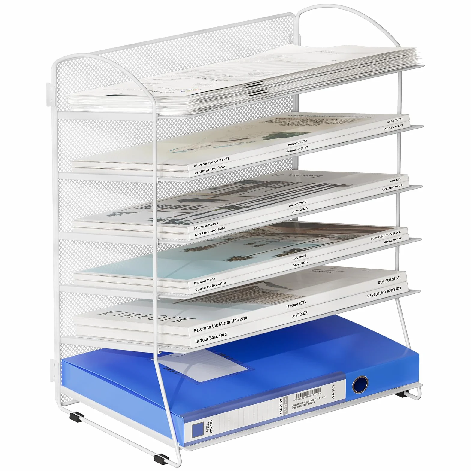 EasyPAG Organizer na Biurko A4 6 Przedziały Metal Siatka,Taca na Czasopisma,Stojak na Dokumenty,Półka na Listy do Domu & Biura,Srebrny