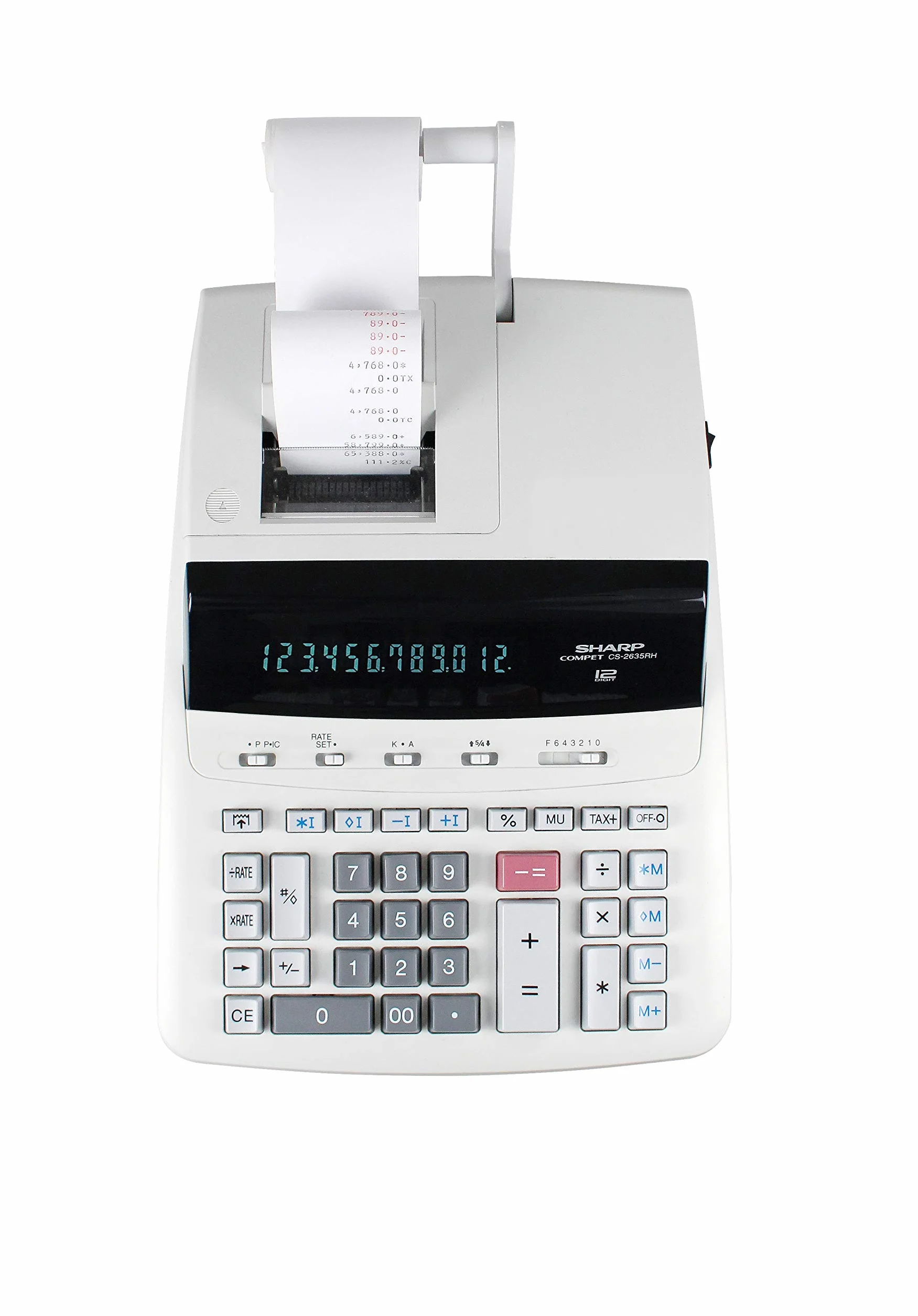 Sharp Kalkulator biurkowy CS-2635RHGYSE 12-cyfrowy wyświetlacz czarno-czerwone farby drukarskie jasnoszary