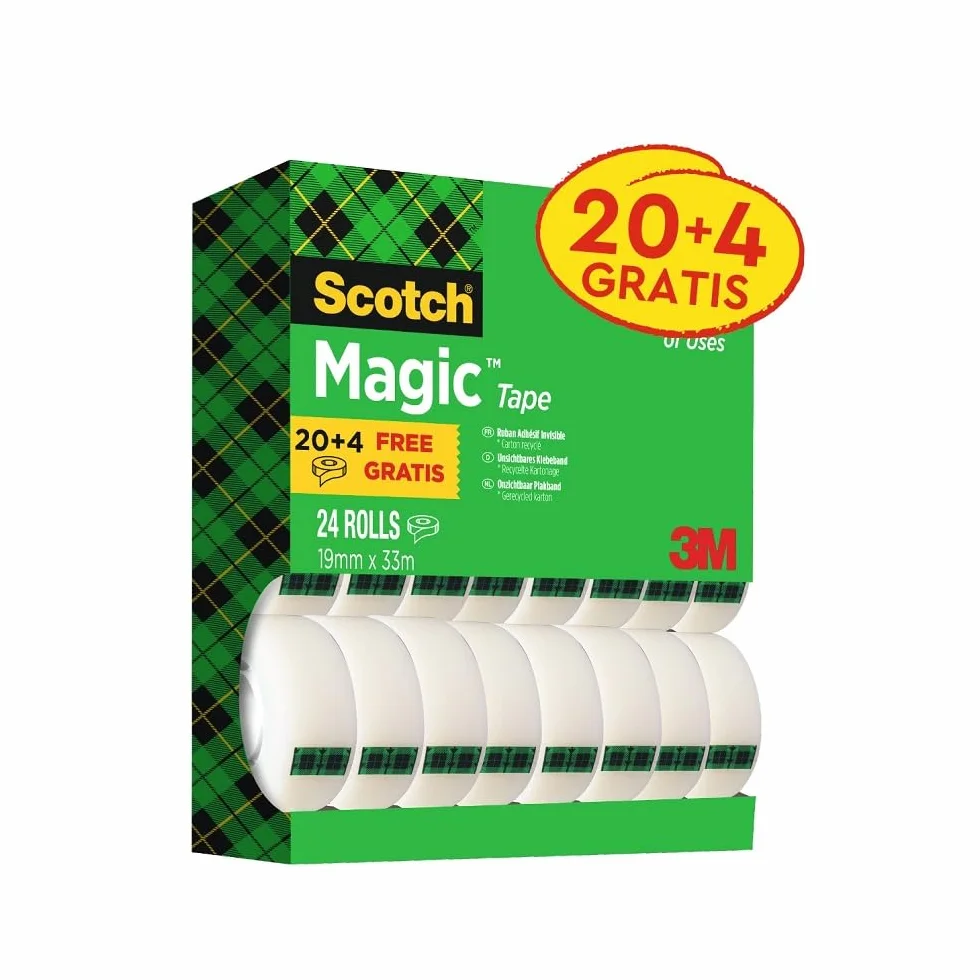 Scotch Magic 3M10572 Taśma Klejąca, Bezbarwny, 24 x 19 mm x 33 m