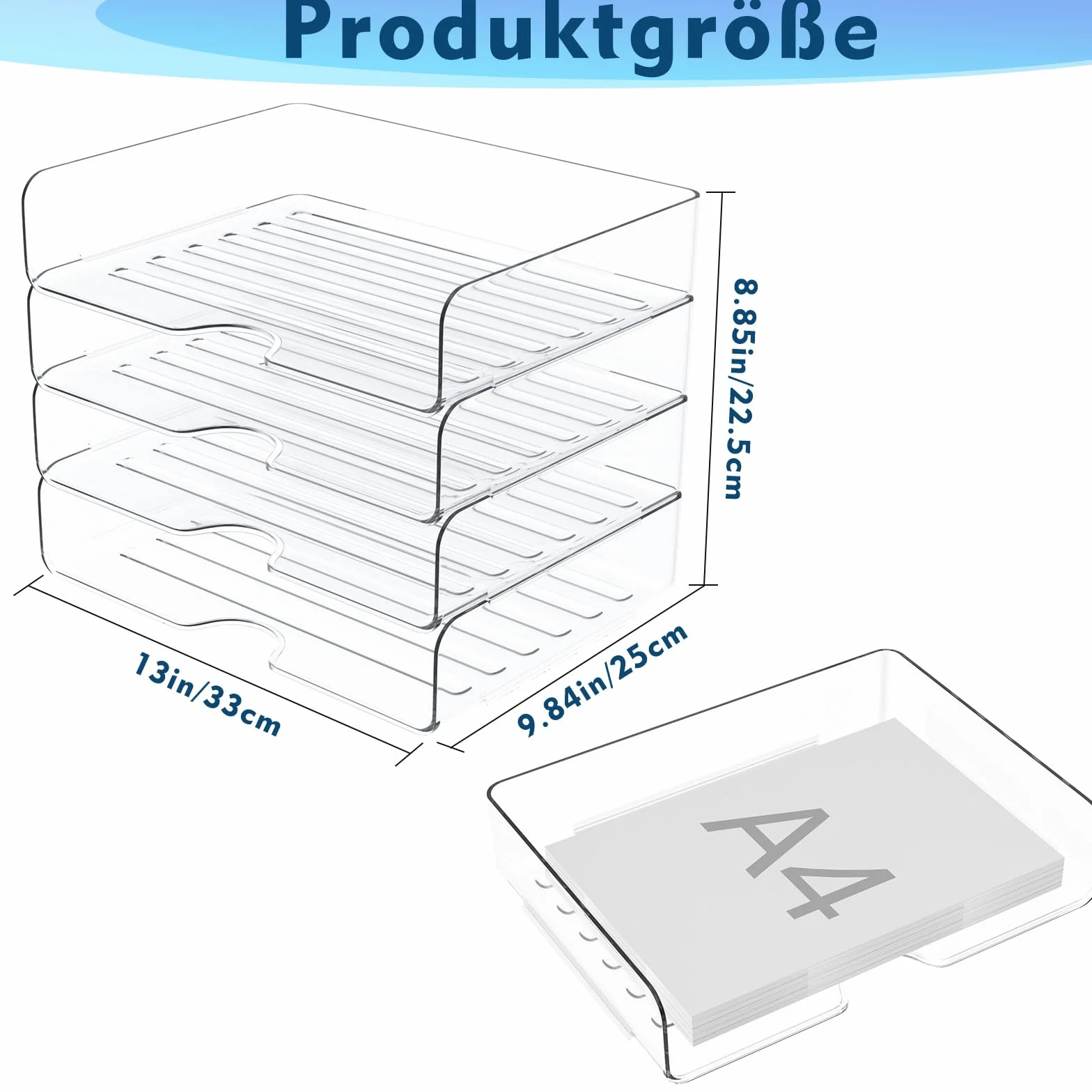 2 sztuki akrylowych półek na listy w jakości premium, przezroczyste półki można układać w stos, półki na dokumenty, format A4
