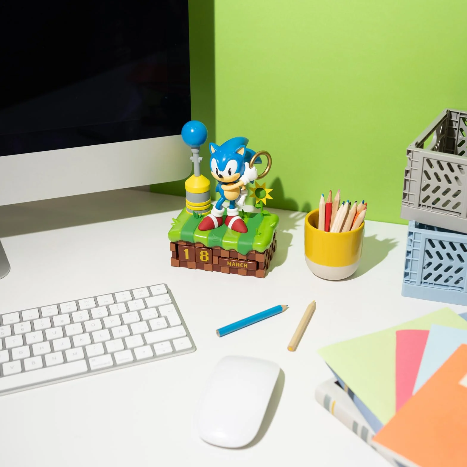 Grupo Erik Kalendarz wieczny Sonic 3D, kalendarz na biurko dla dzieci, dekoracja pokoju, pomysł na prezent, gadżet z postaciami, 12 x 16 x 8,5 cm