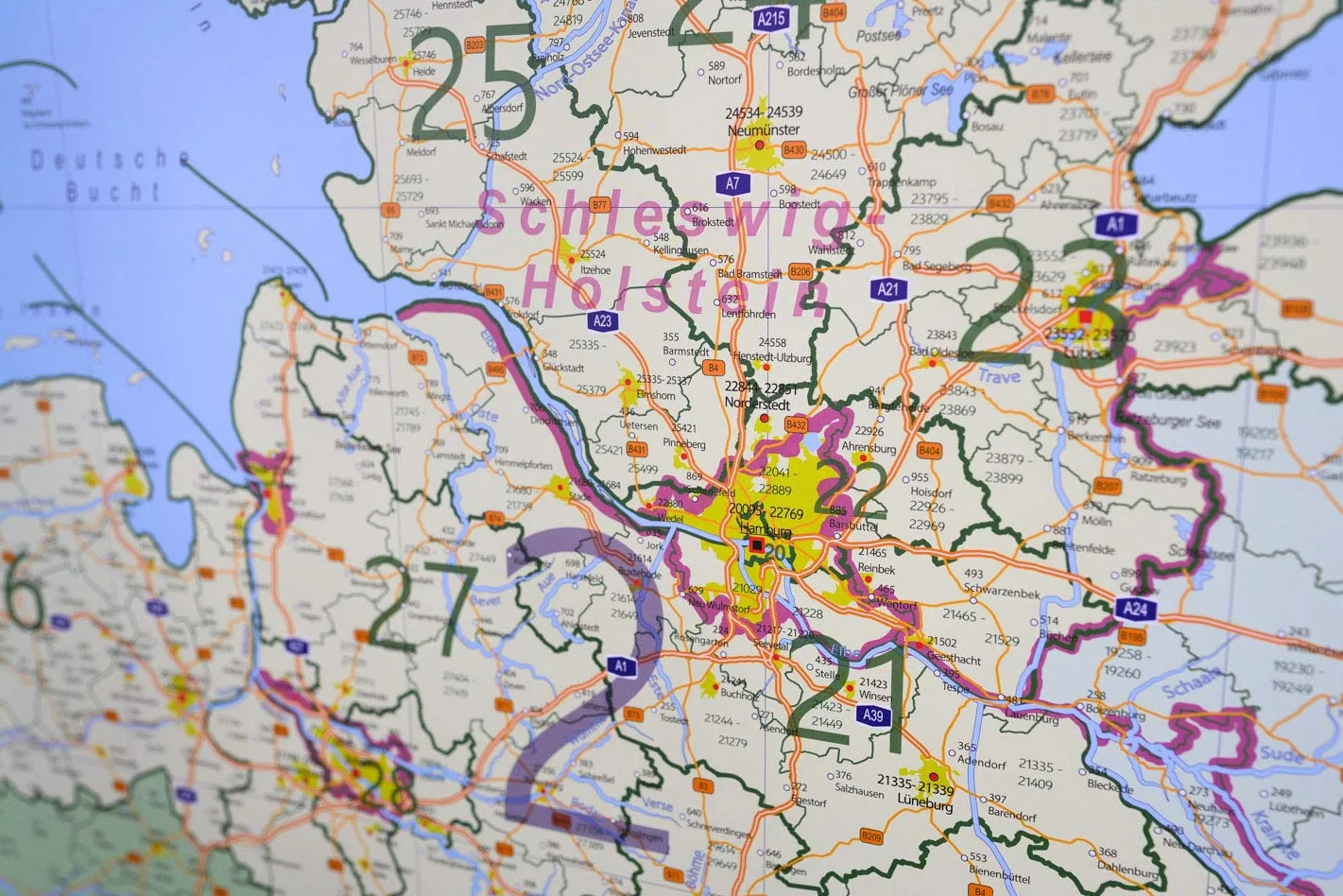 XL mapa z kodem pocztowym Niemiec z laminowaniem, DIN B0, 100 x 140 cm, do pisania, zmywalna, z krajami związkowymi związkami, w zestawie karta online z kodem pocztowym