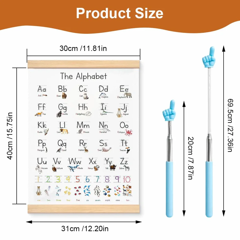 40 x 30 cm plakat ABC dla dzieci, plakat alfabetu dla dzieci, plakaty alfabetu, plakaty z literami, białe plakaty z literami do szkoły podstawowej do użytku w przedszkolach, przedszkolach i szkołach