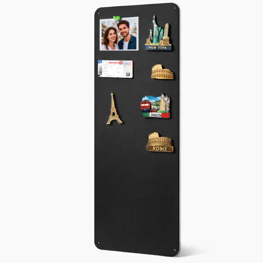 Tablica magnetyczna czarna 30 x 70 cm: magnesy na urlop z dużą siłą magnetyczną do zdjęć i pamiątek – matowa tablica magnetyczna do salonu, biura | idealna dla miłośników podróży