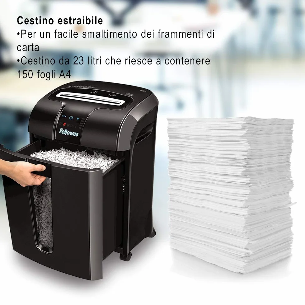 Fellowes Powershred 73Ci 4601101 Niszczarka do Papieru, Czarny/Srebrny, Do 12 Arkuszy