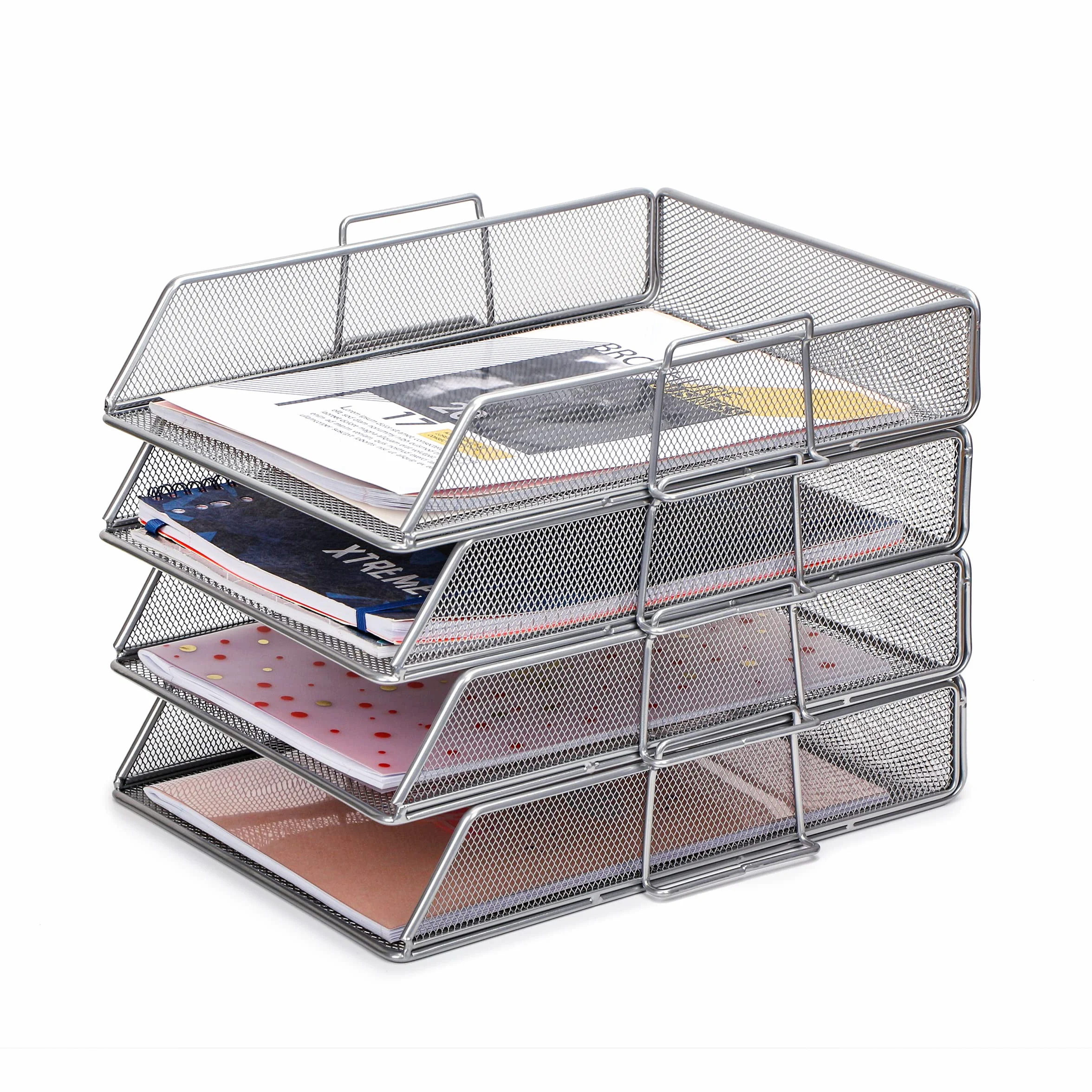 EXERZ Sorter papieru organizer na biurko siatka druciana 4 szt.